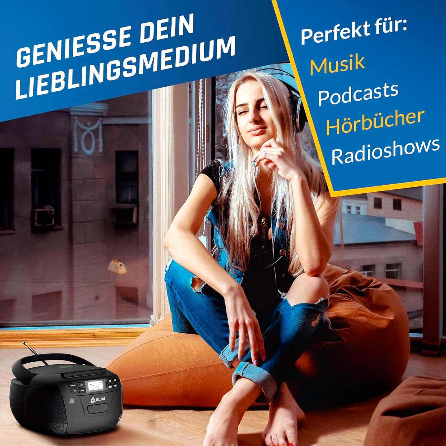 CD-Player mit Kassette, Black