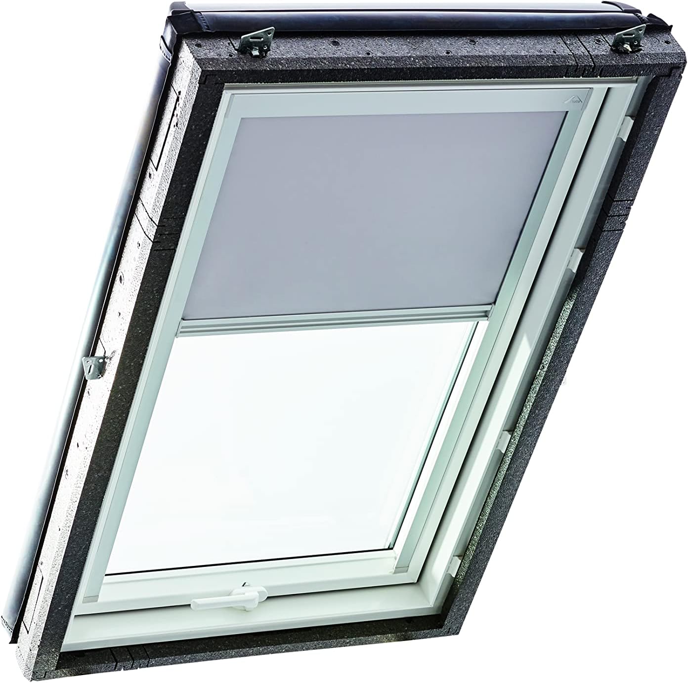 Verdunkelungsrollo für Roto Dachfenster, Führungsschiene Silber|B51 x H84 cm|Hellgrau