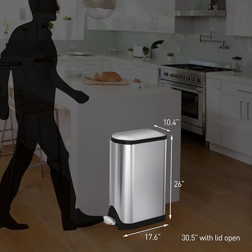 Schmetterling Treteimer aus Edelstahl, 30 L — Schmetterling Treteimer Gebürsteter Edelstahl