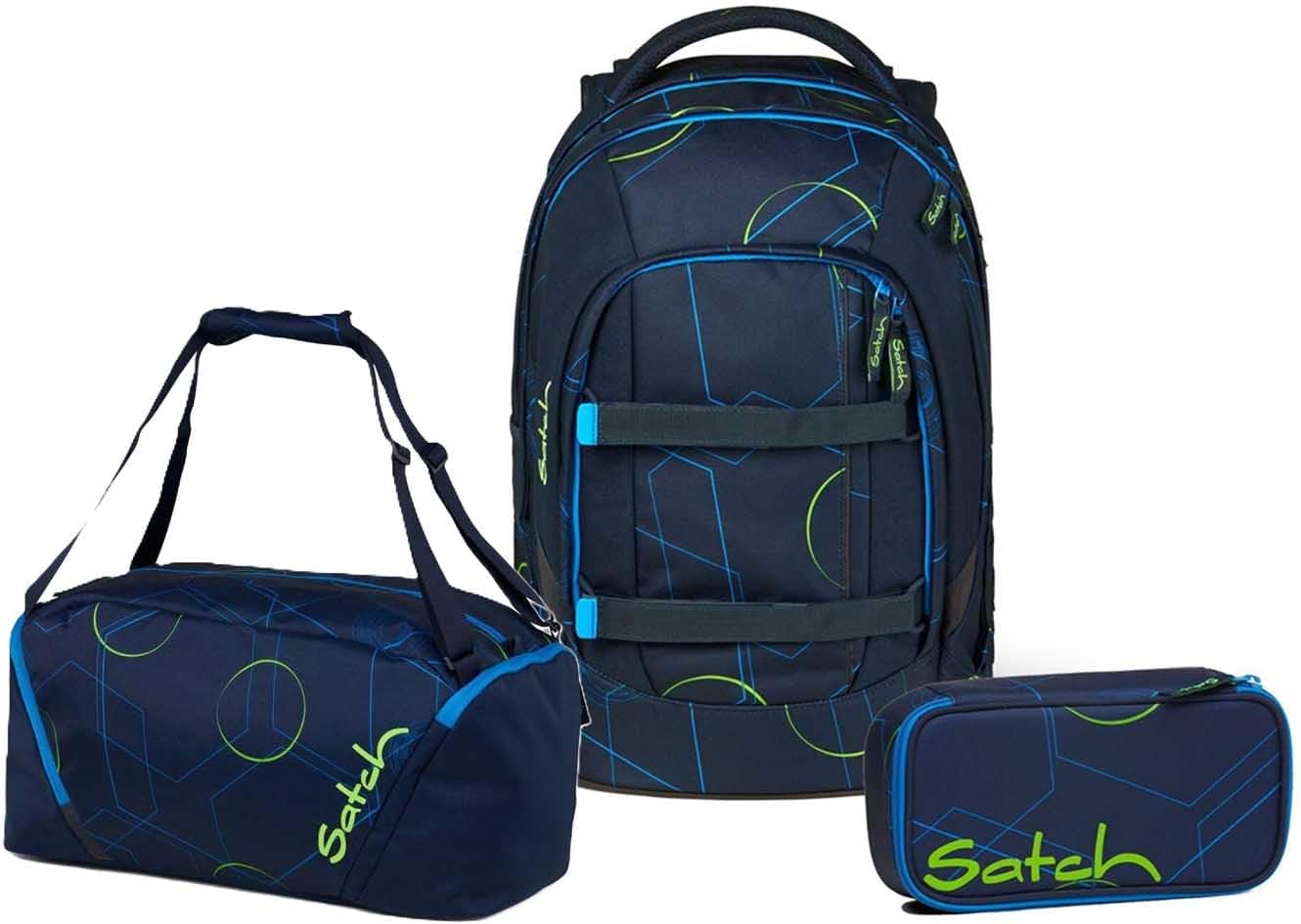 3-teiliges Schulrucksack-Set mit Sporttasche, Blue Tech