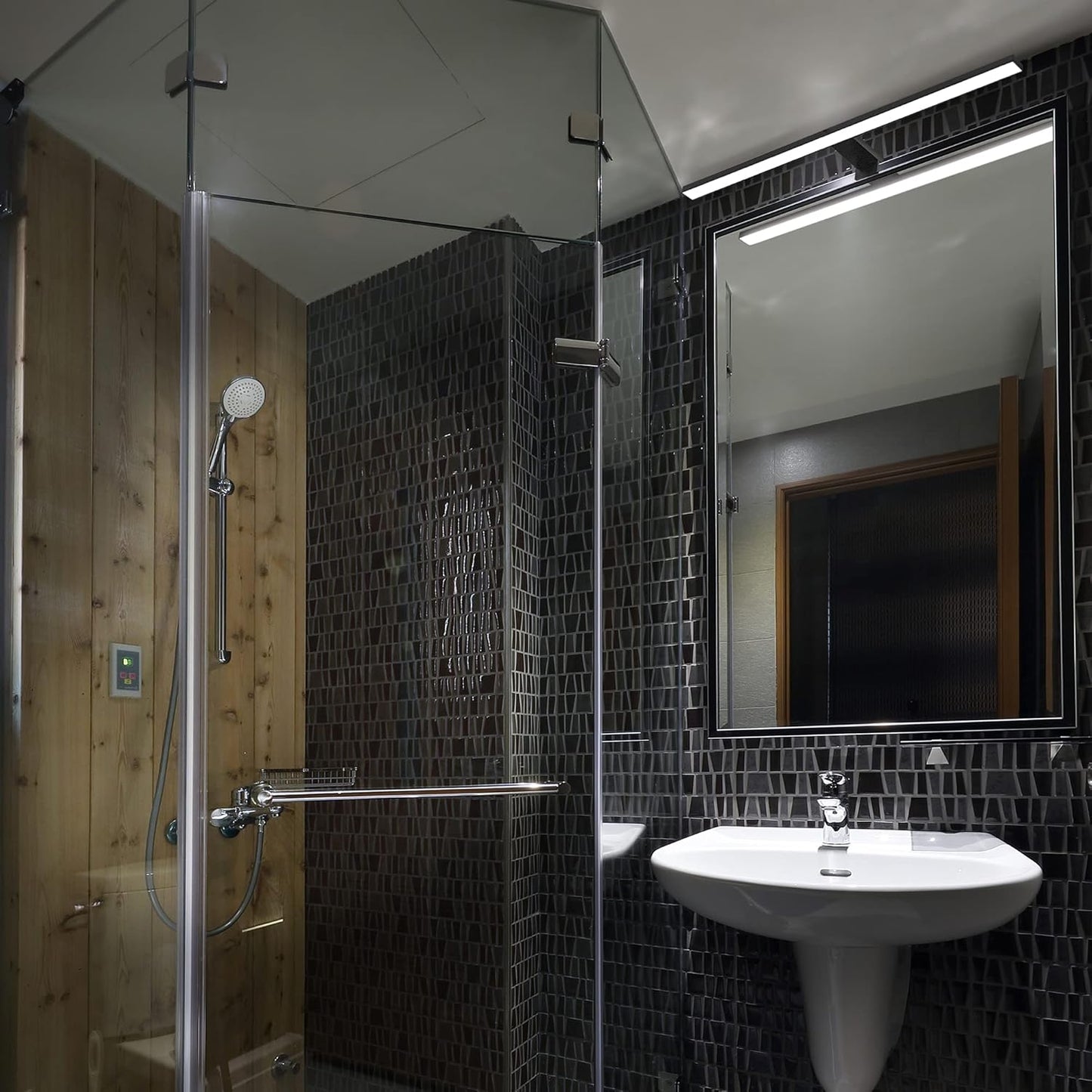 LED-Spiegelleuchte S60-BK, Eckig - 60cm Schwarz