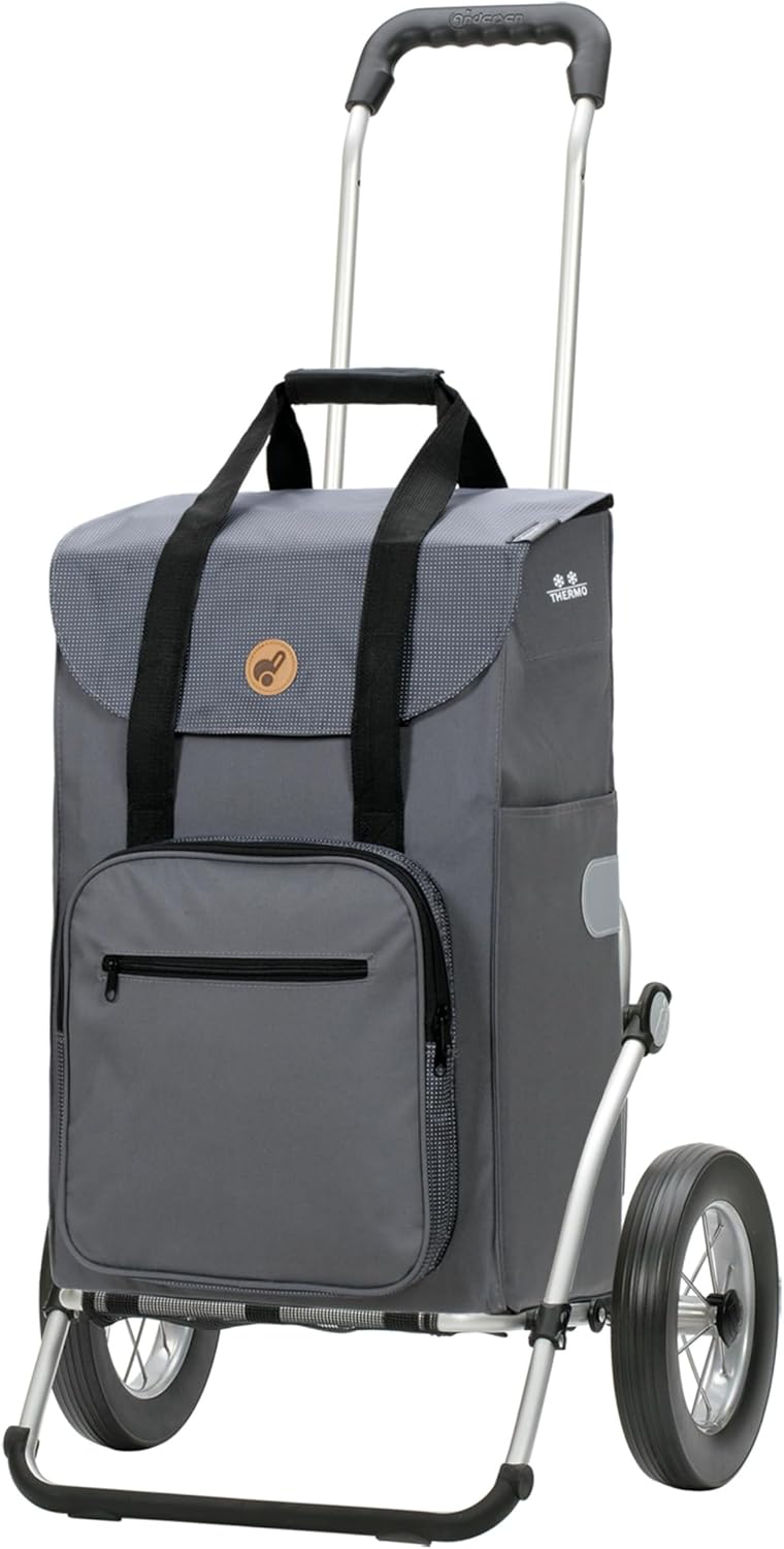 Einkaufstrolley klappbar mit Kühlfach 45L, belastbar 50kg, Silbergrau