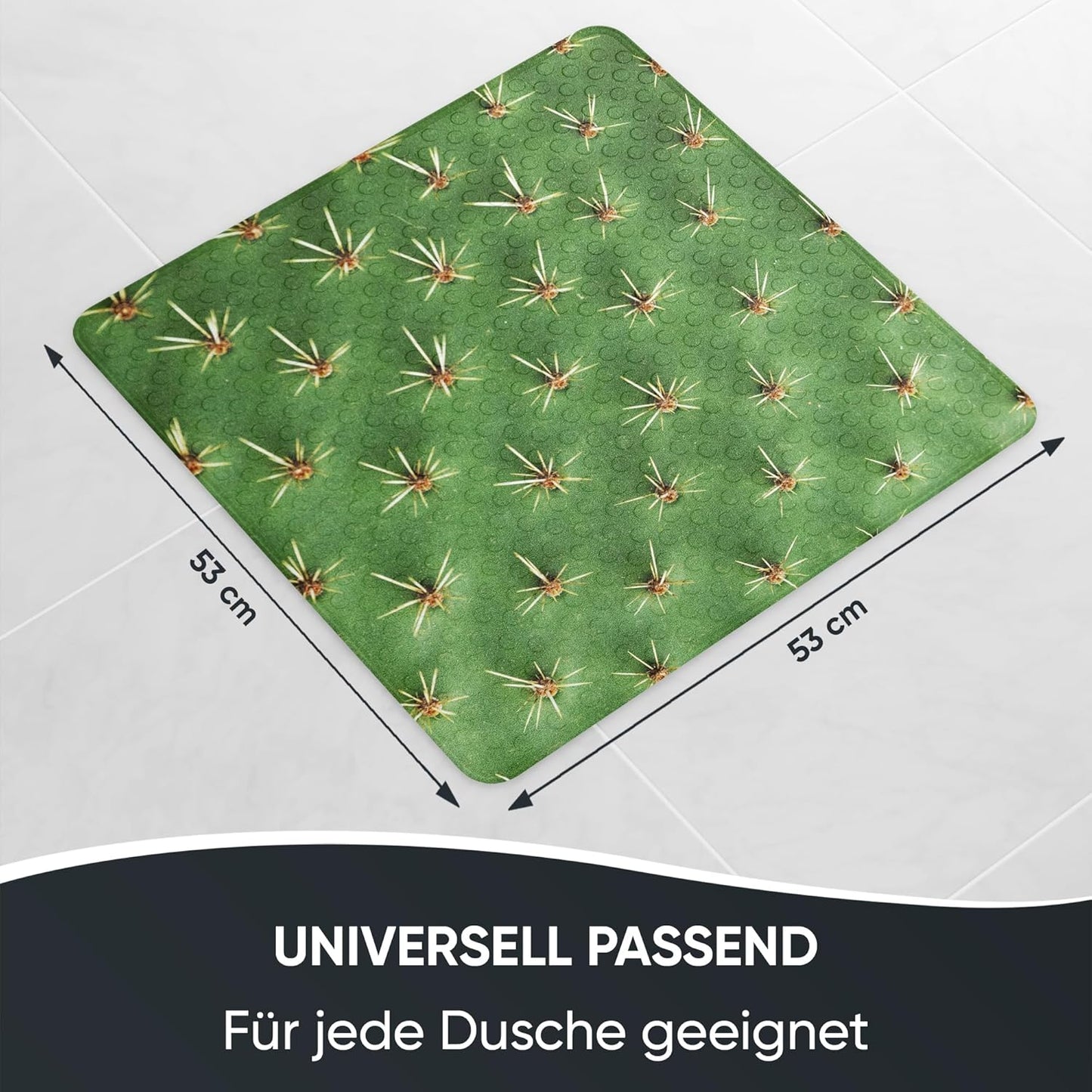 Badematte Antirutschmatte 53x53cm, maschinenwaschbar, Kaktus