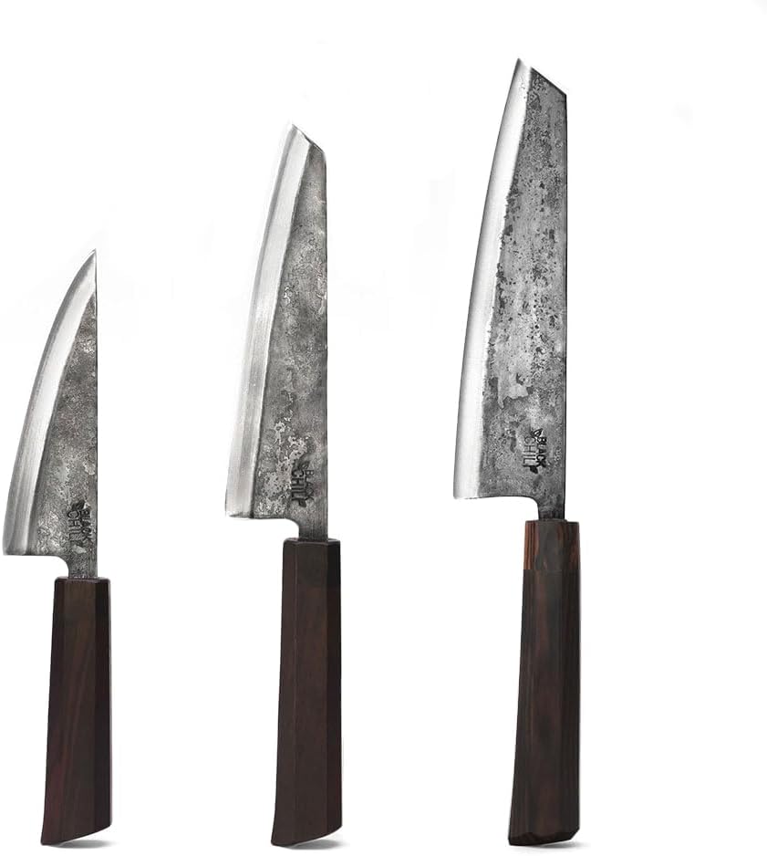 Handgeschmiedetes Piratenset Küchenmesser-Set, 3-teilig, Ebenholz