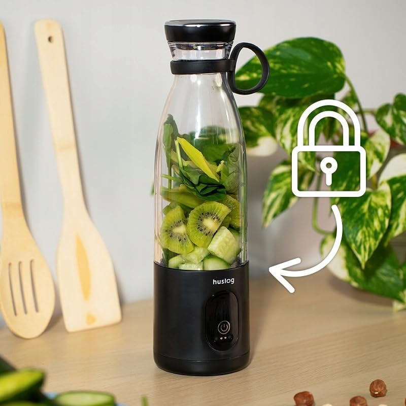 Portable Blender TO GO 315W HUS1026, Schwarz 8.2 cm x 8.2 cm x 30 cm