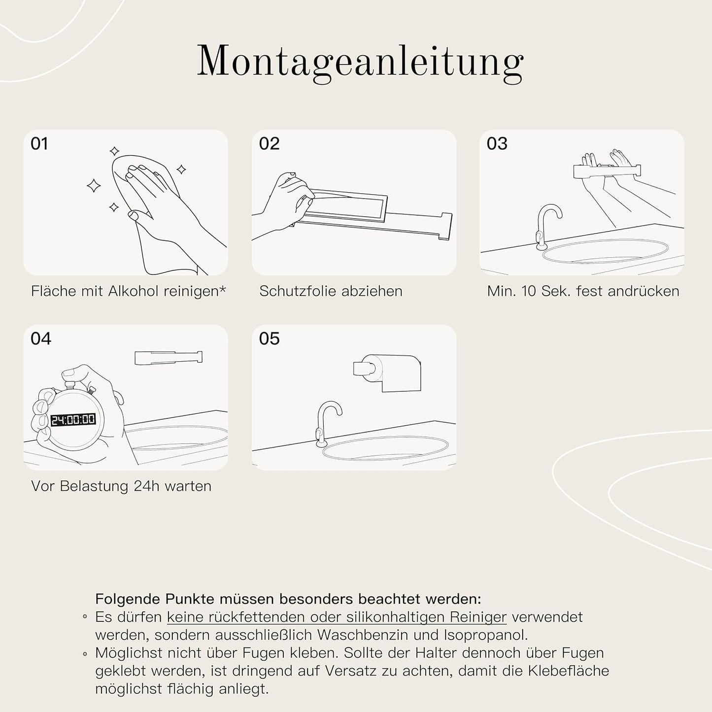 Küchenrollenhalter ohne Bohren, Matt Weiss