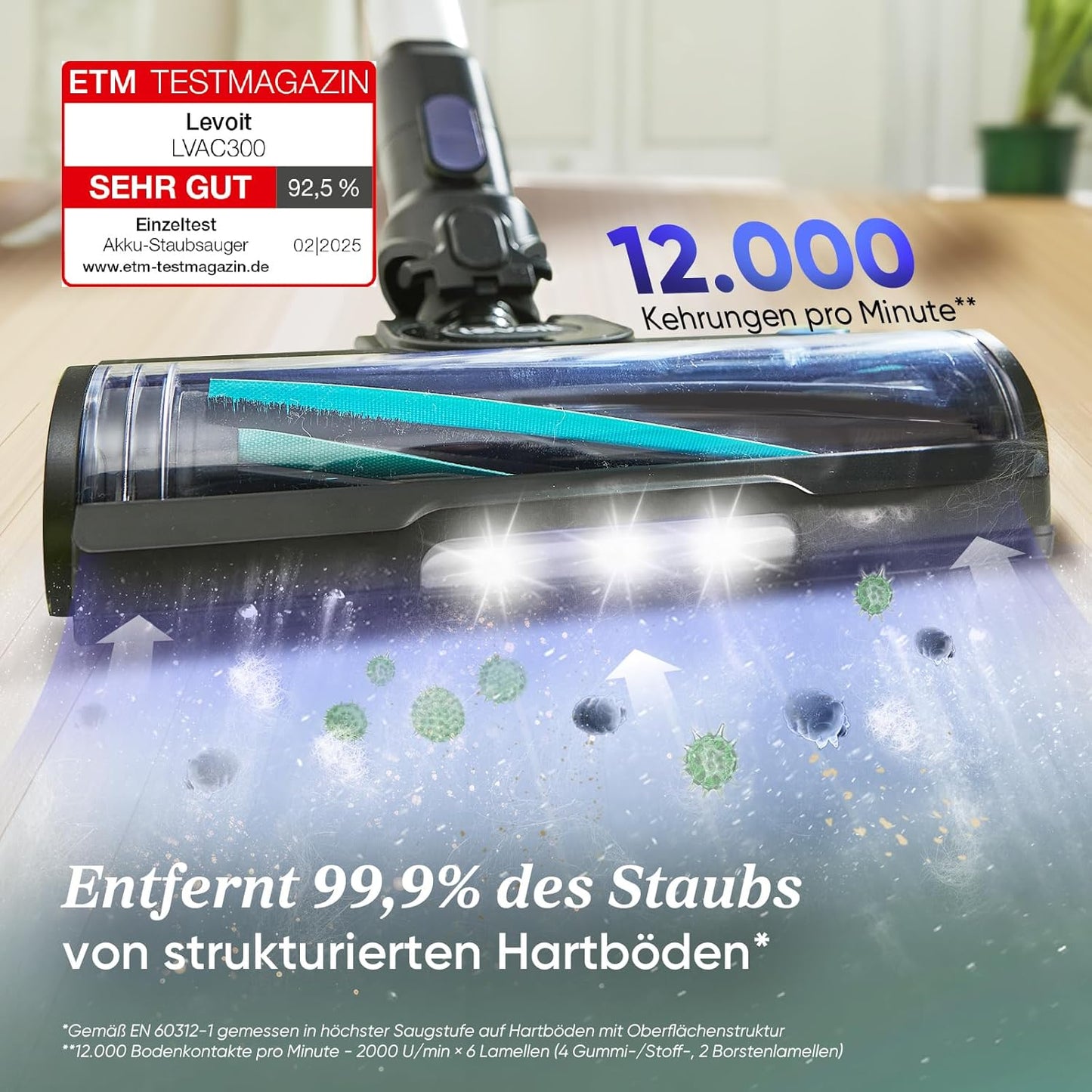 Kabelloser Akkustaubsauger für Tierhaare LVAC 300, Blau Für Tierbesitzer LVAC 300