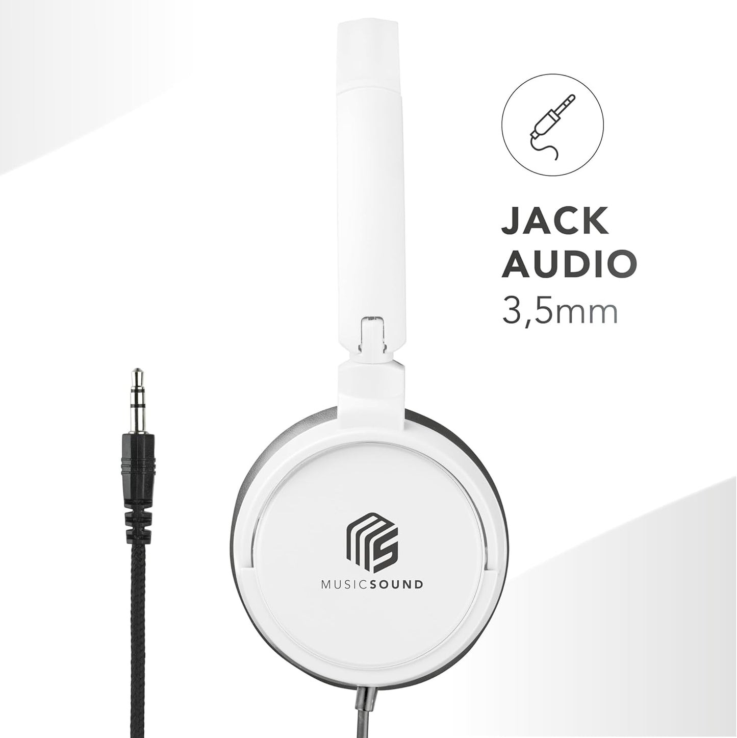 Faltbare On-Ear-Kopfhörer, Jack 3.5mm Weiss