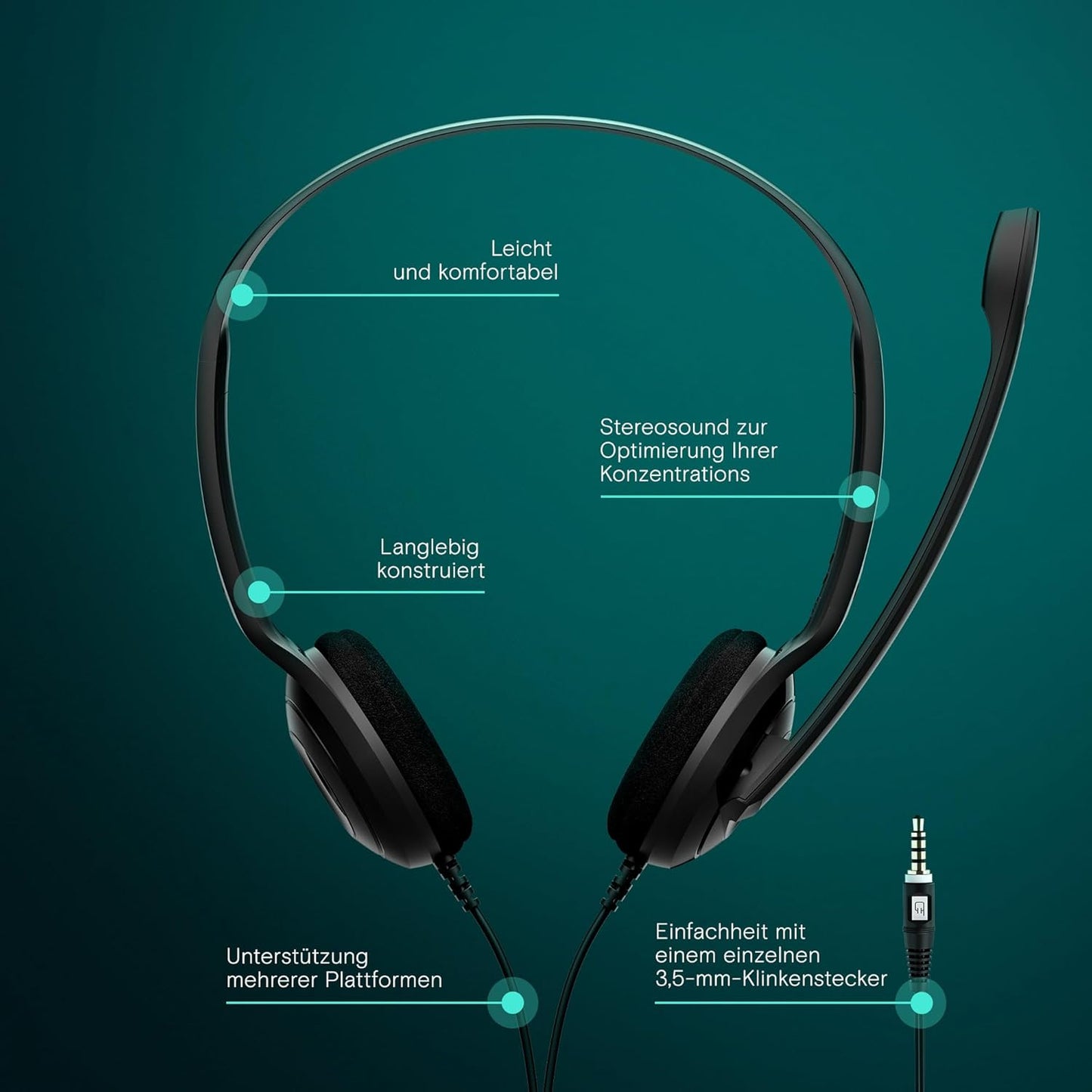 PC5 Chat On-Ear-Headset mit Mikrofon, PC 5 3,5mm