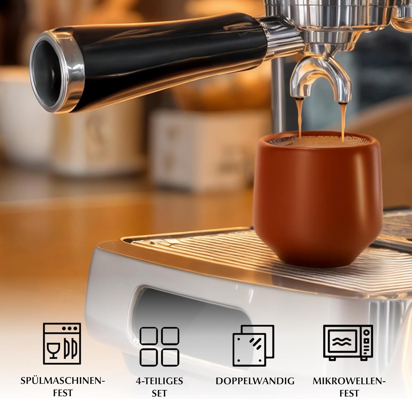 4er-Set Espressotassen ohne Henkel, Beige Pastel
