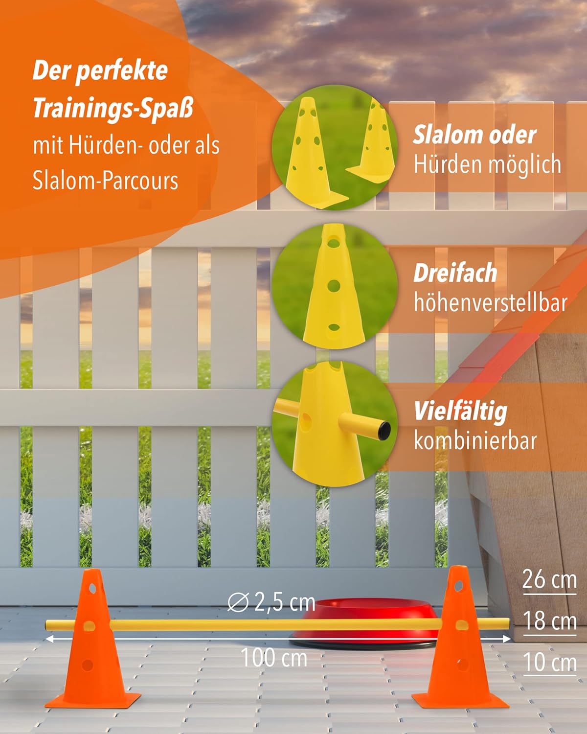 Parcours-Hürden-Set für Agility, orange/blau