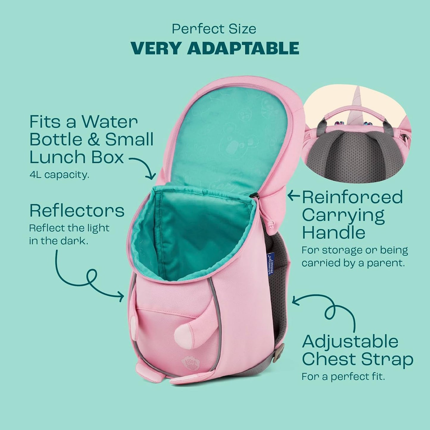 Ergonomischer Kindergartenrucksack Kleiner Freund, Einheitsgrösse Einhorn - Rosa