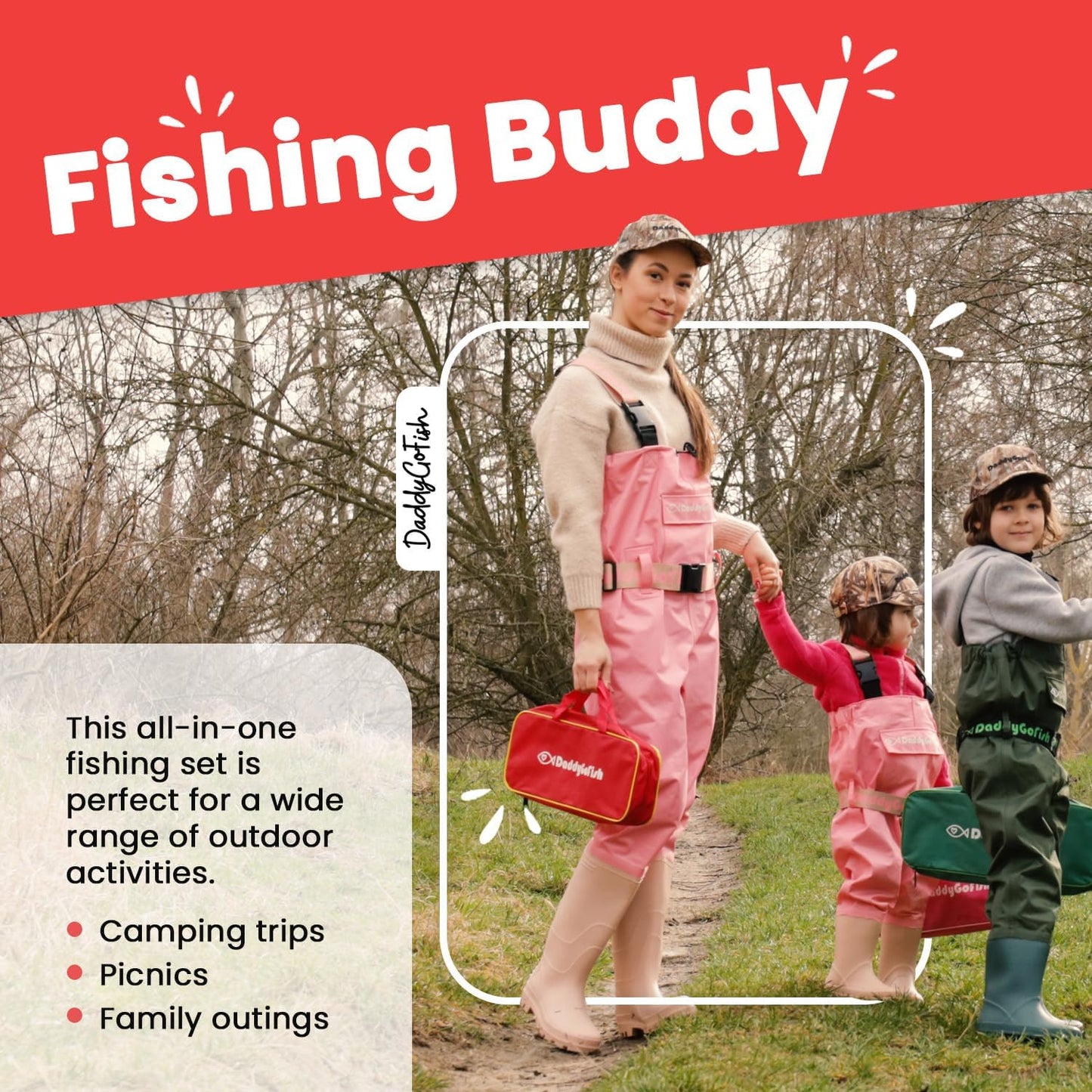 Angelset für Kinder mit Rute und Rolle, Rot (Komplettset), 5ft