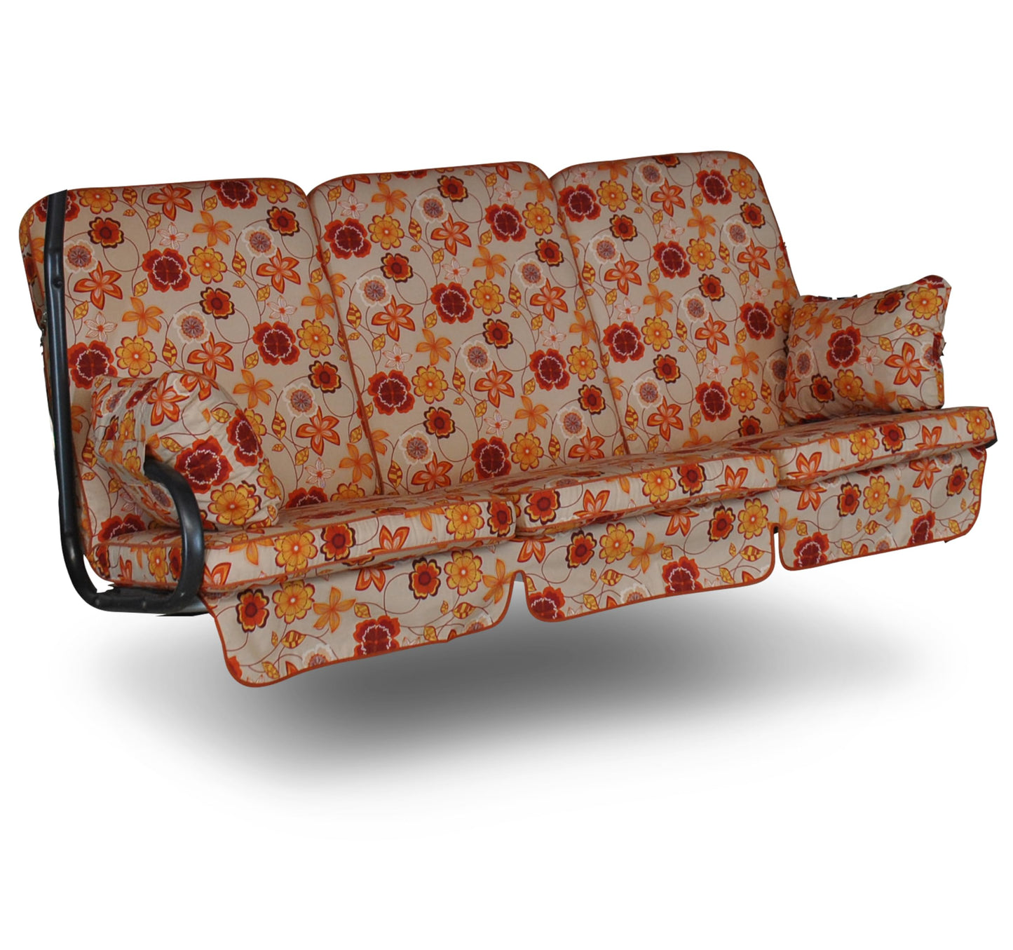 Hollywoodschaukel-Auflage für 3-Sitzer, Beige-rot-orange Geblümt