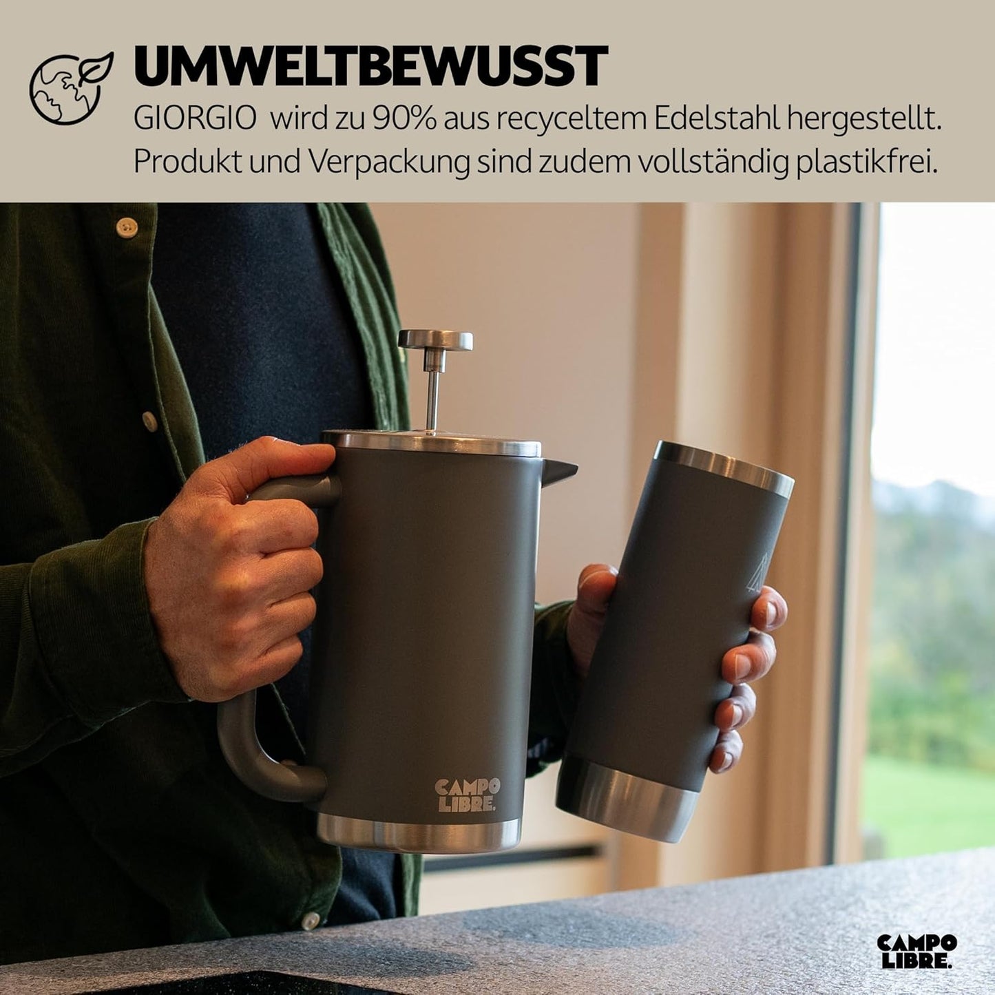 Giorgio French Press, 600ml Deep Grey