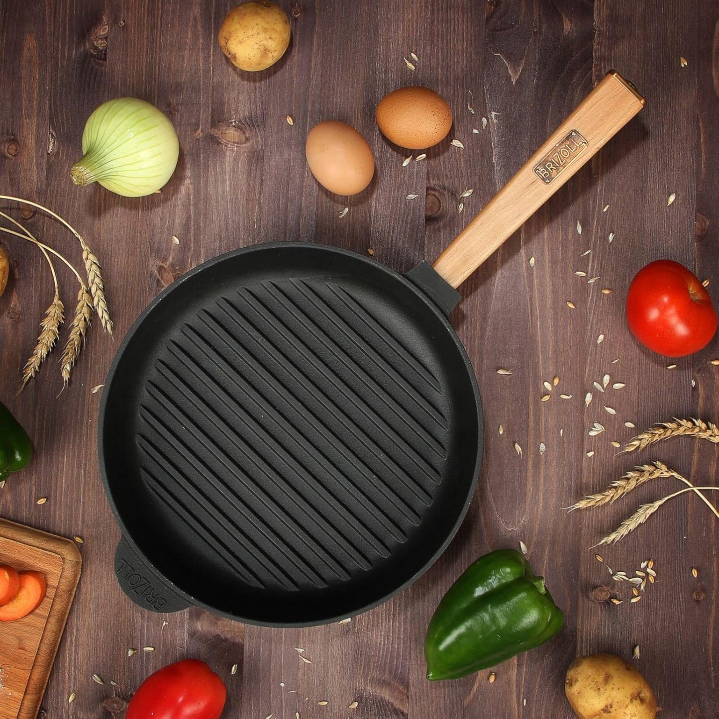 Grillpfanne mit Holzgriff, 26 cm