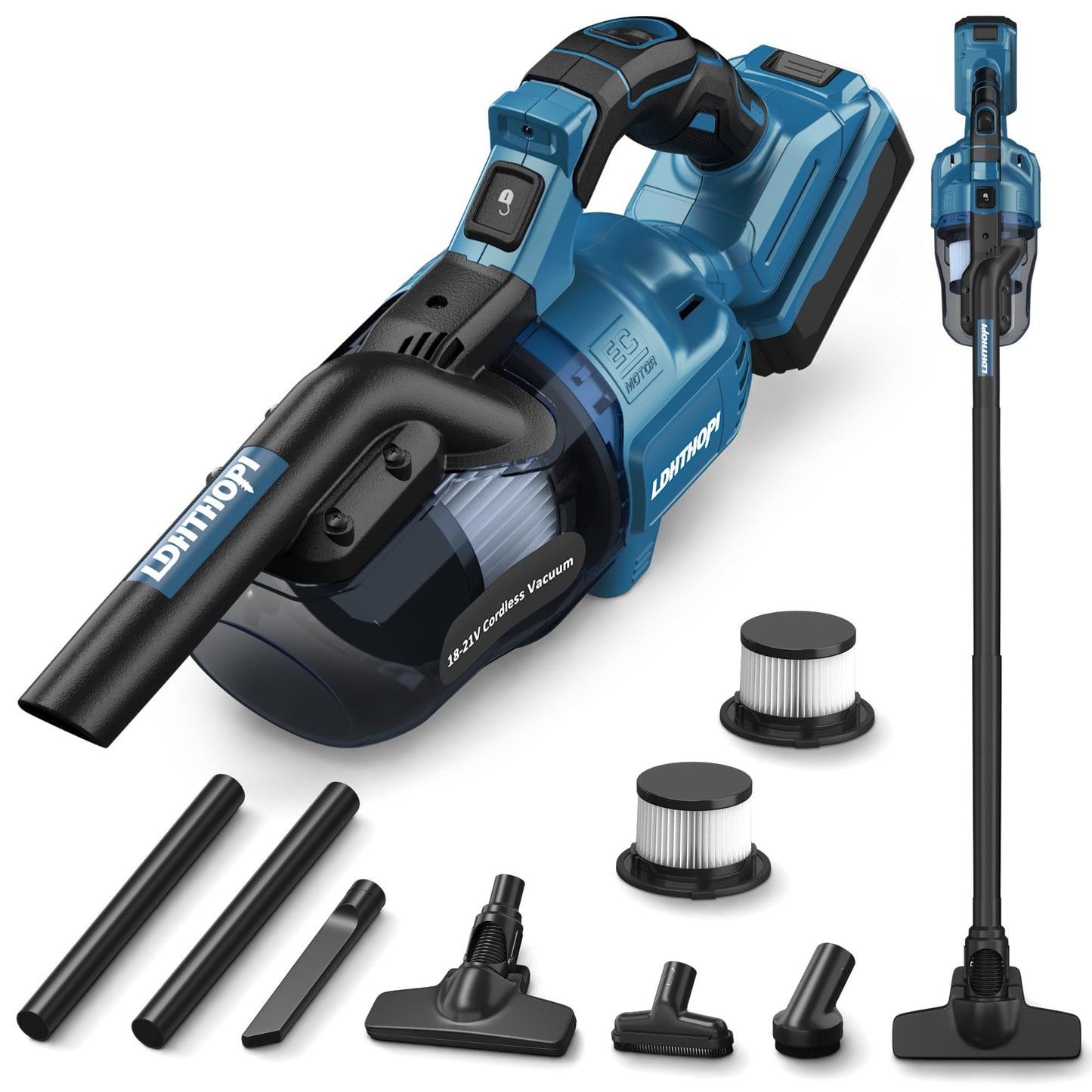 5in1 Akkustaubsauger für Teppich und Hartboden, Makita kompatibel, Blau