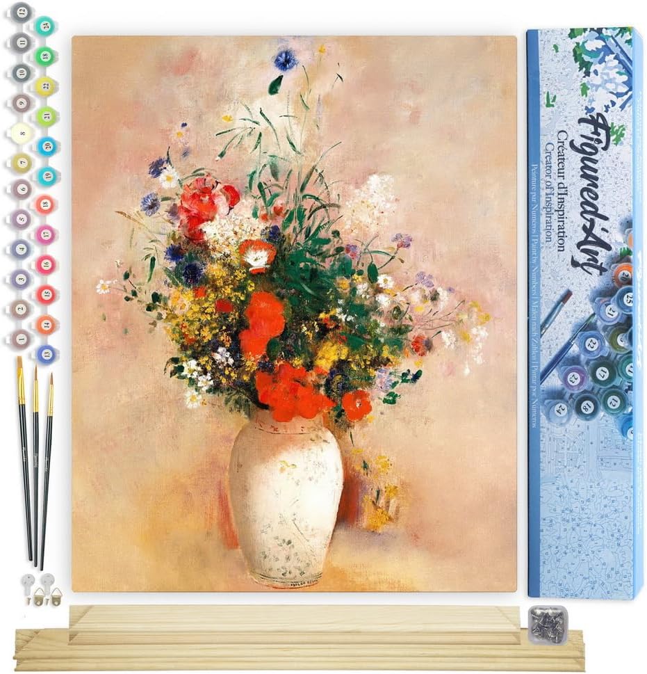 Malen Nach Zahlen Set Vase mit Blumen, Vase mit Blumen - Odilon Redon 40x50cm Mit Keilrahmen (nicht gespannt)