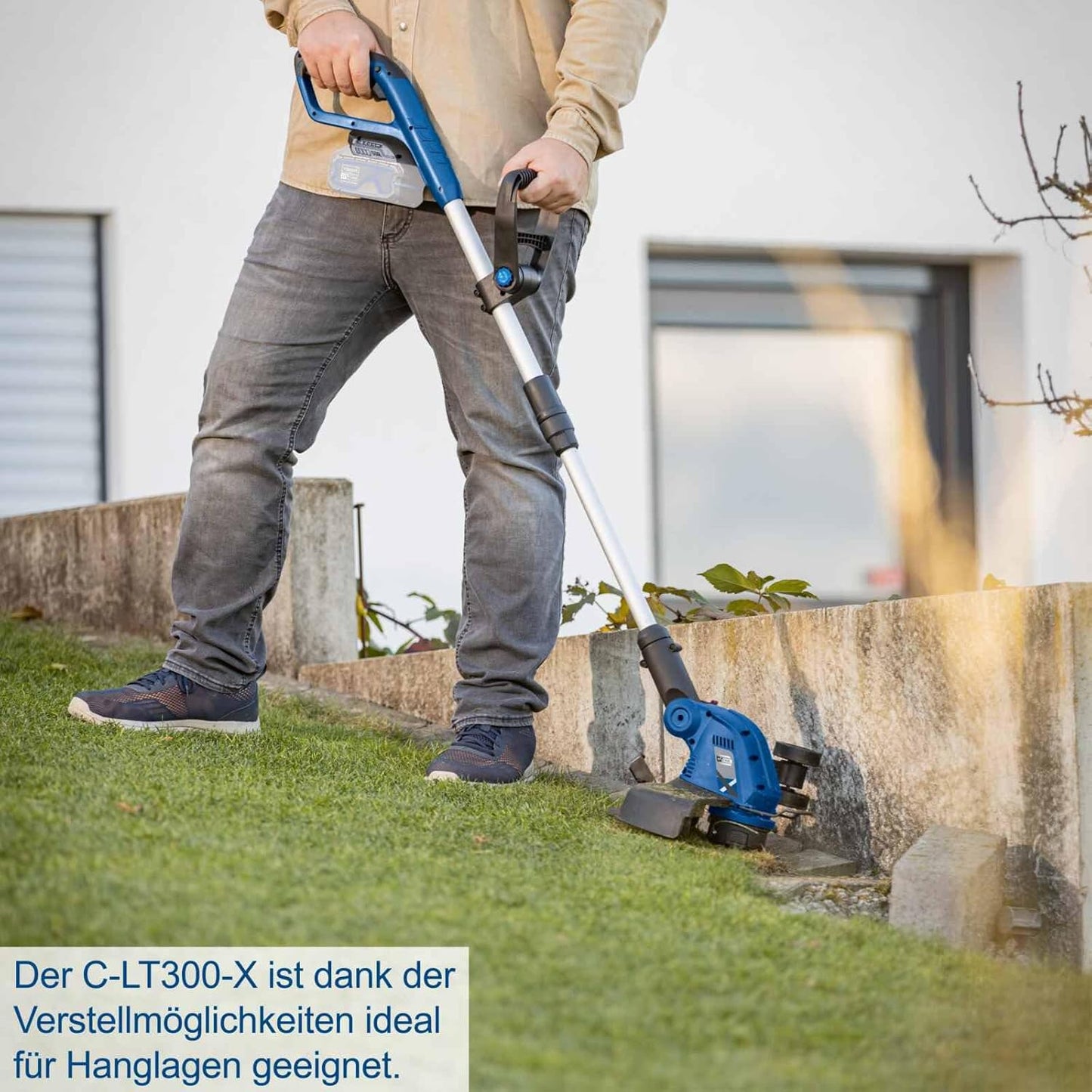 Akku-Rasentrimmer C-LT300-X mit 90° Motorkopf, mit 2x2Ah Akku & Ladegerät