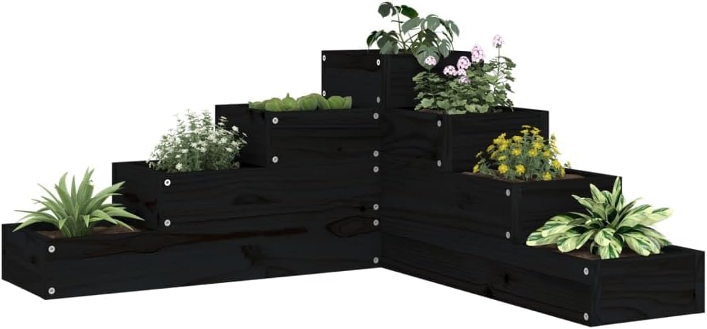 Pflanzentreppe in L-Form mit 4 Stufen, Massivholz