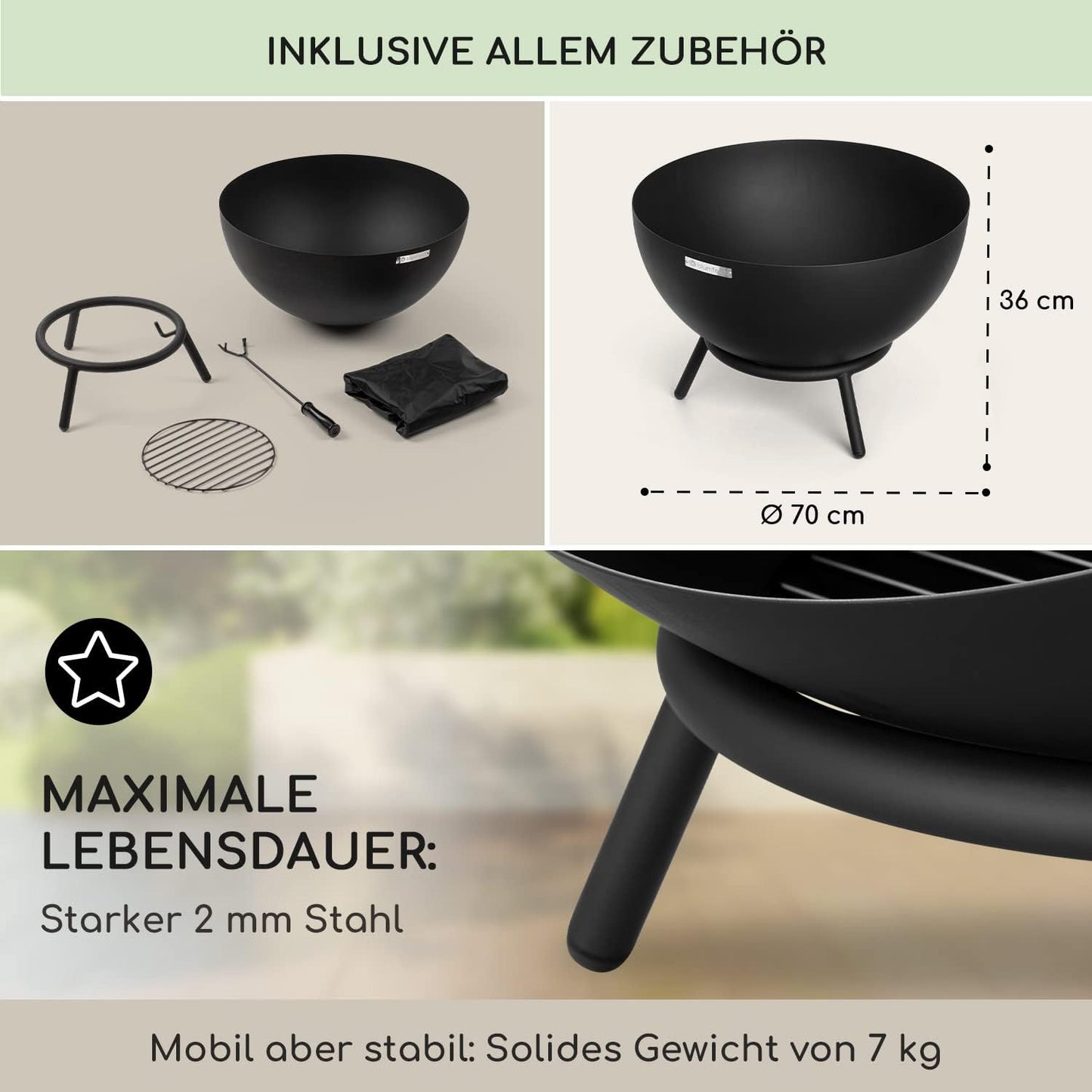 Feuerschale, Schwarz