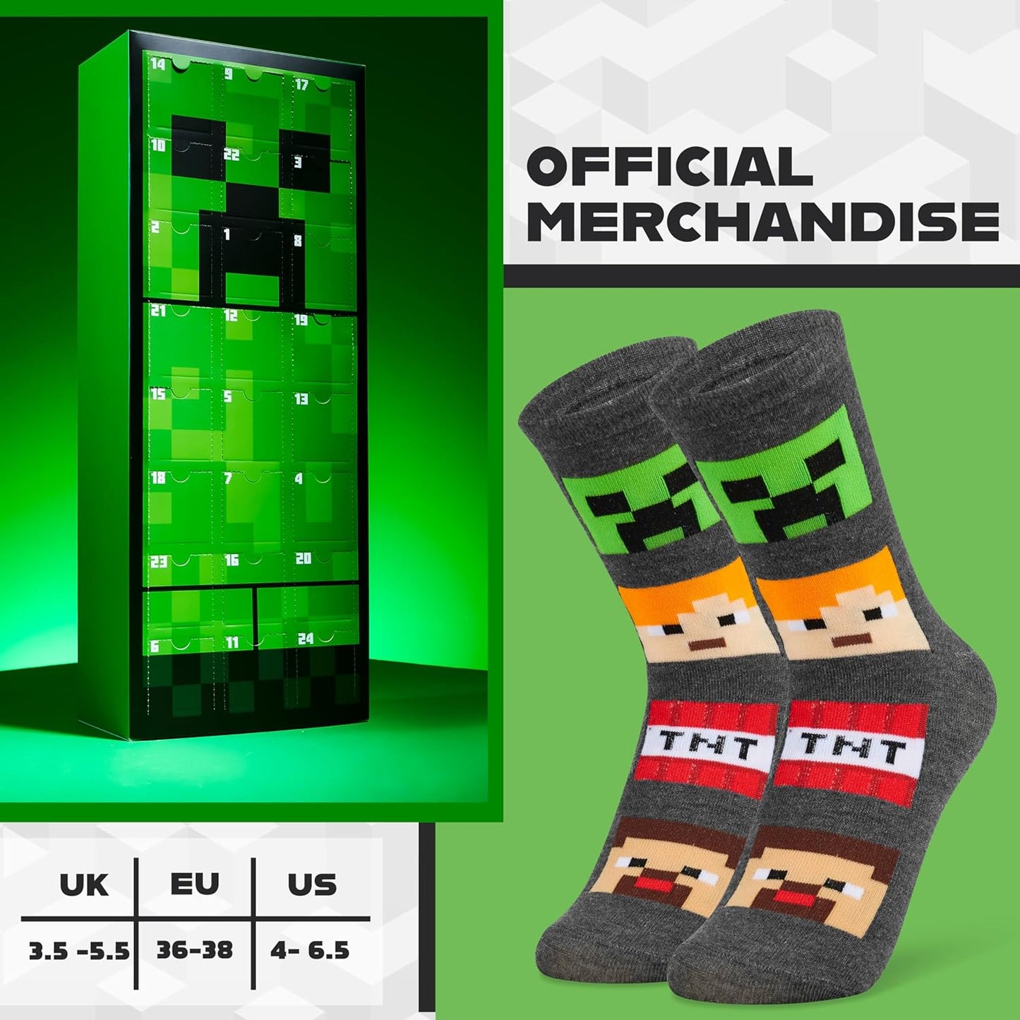 Adventskalender mit Minecraft-Socken