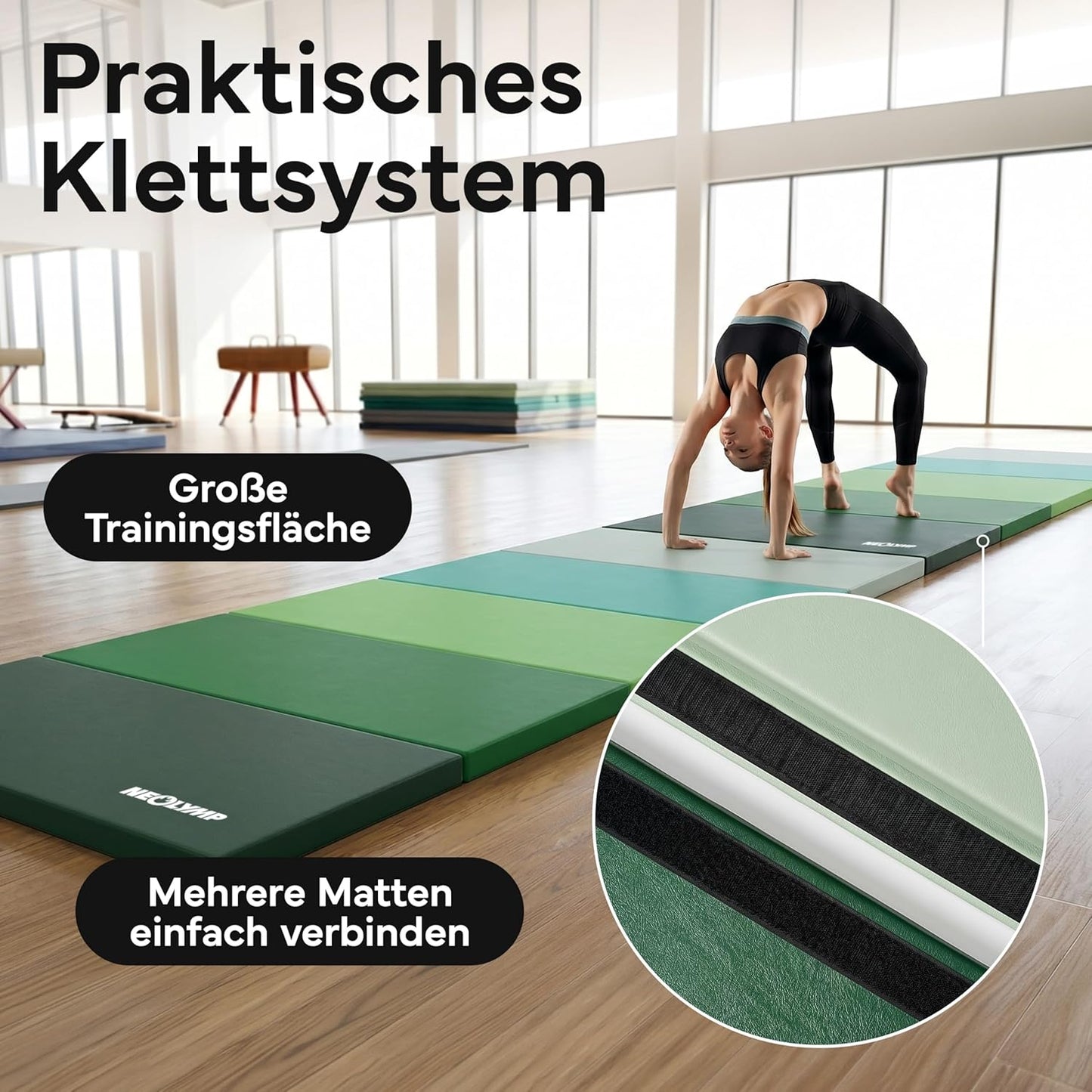 Faltbare Turnmatte, 190 x 80 x 5 cm, Schwarz 190 x 80 x 5 cm