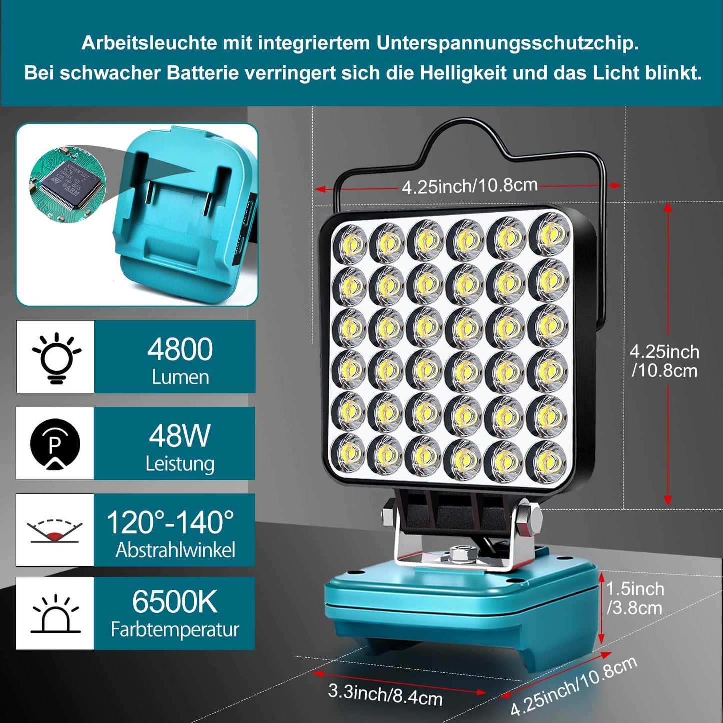 Arbeitsleuchte für Makita LXT-Akkus, Grün