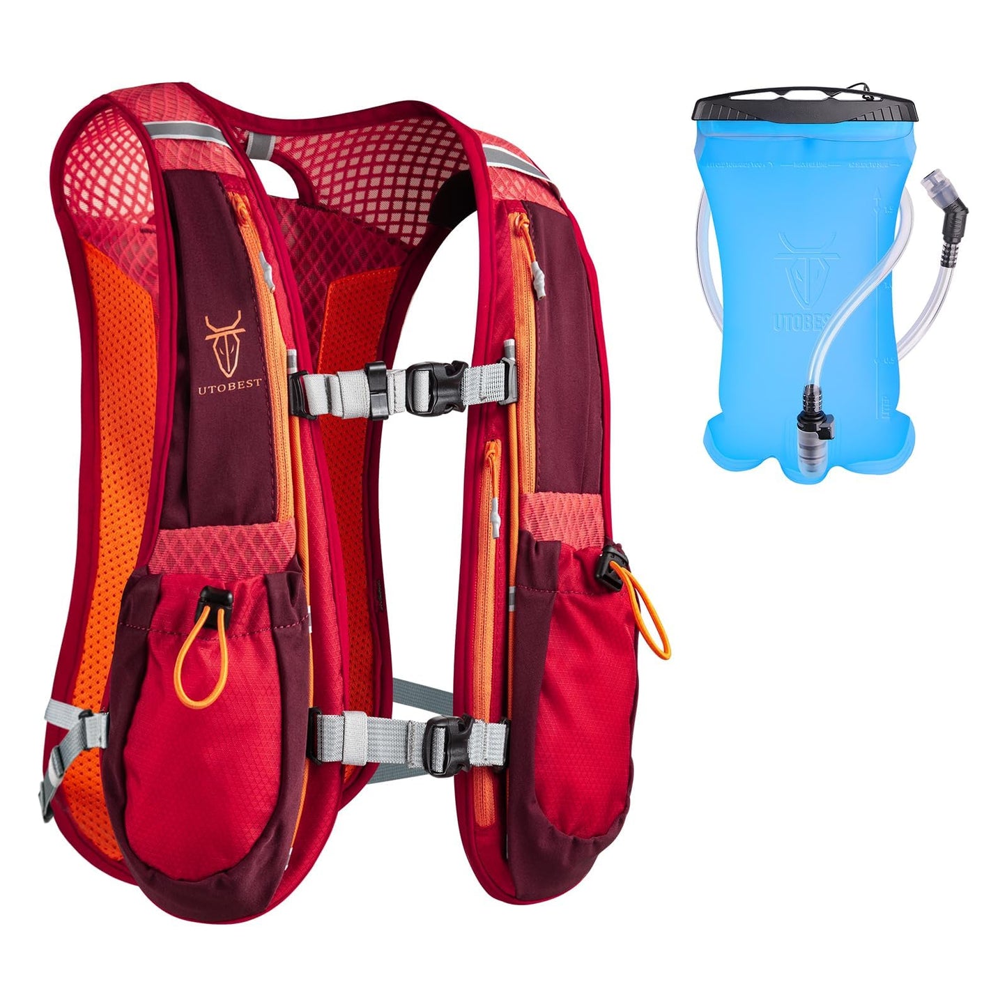 Trinkrucksack mit 1.5L Trinkblase, Rot mit 1.5L Trinkblase
