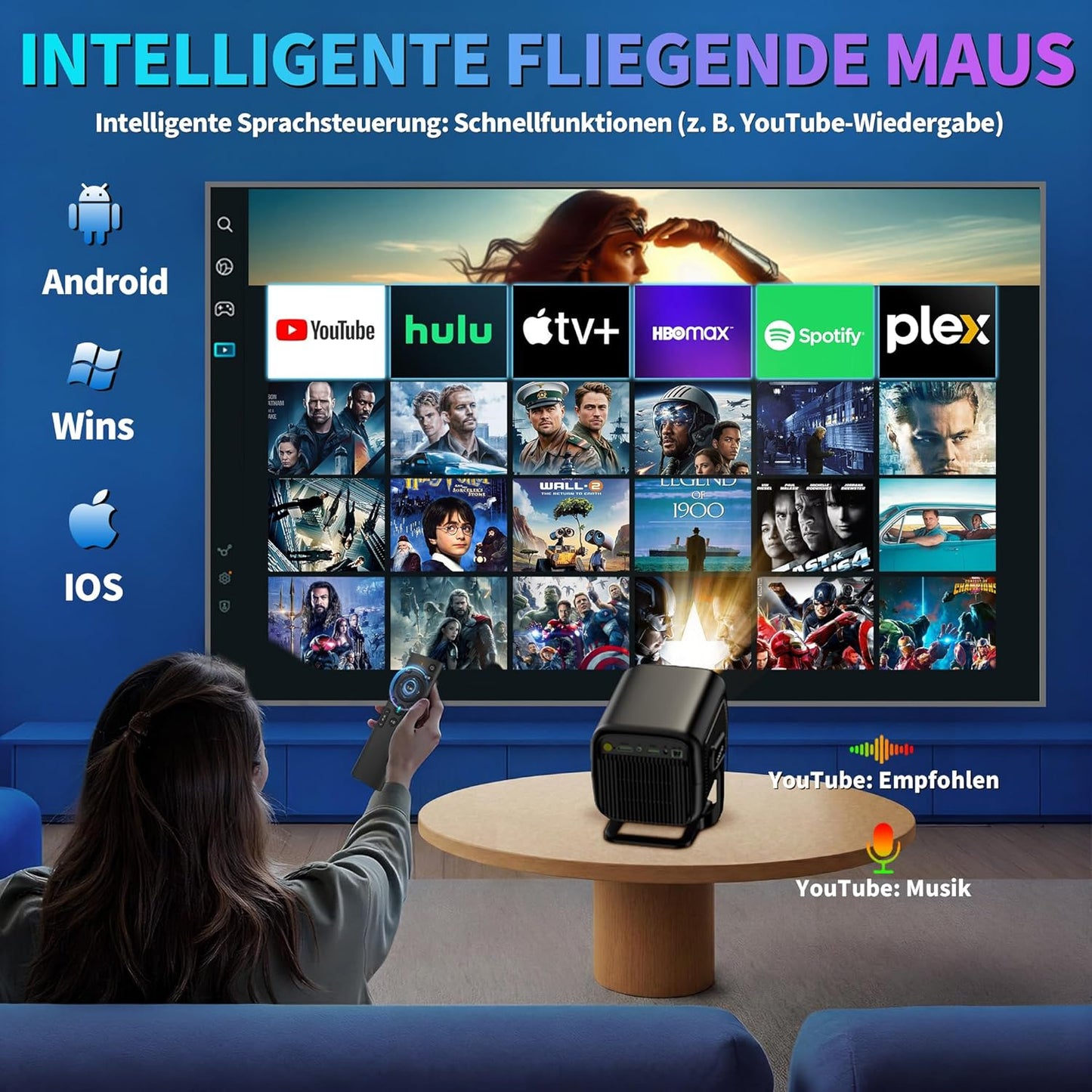 4K Autofokus Projektor C3 mit 5G WiFi und BT 5.4, Black-C3