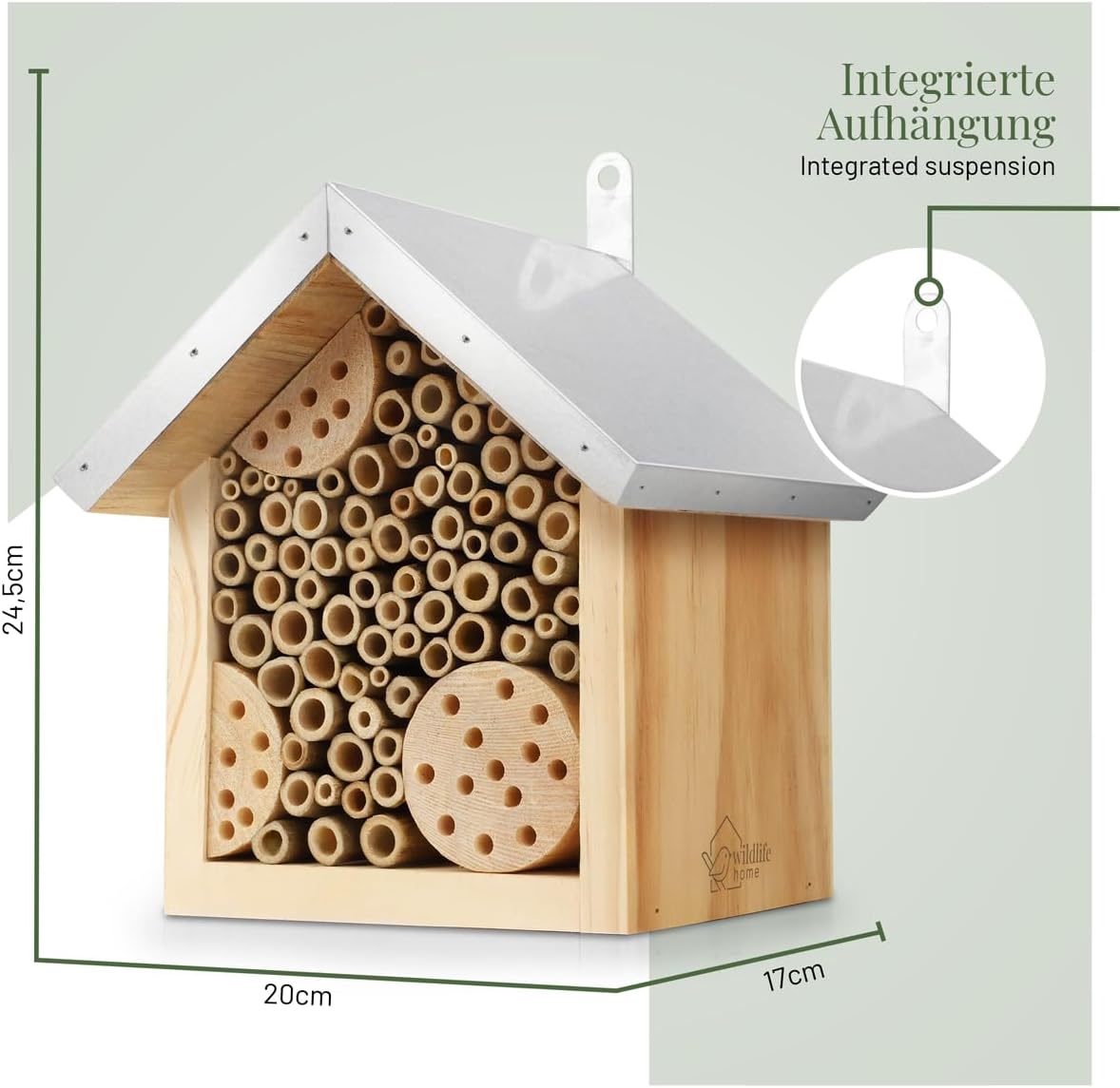 Bienenhotel, Bienenhotel mit Metalldach