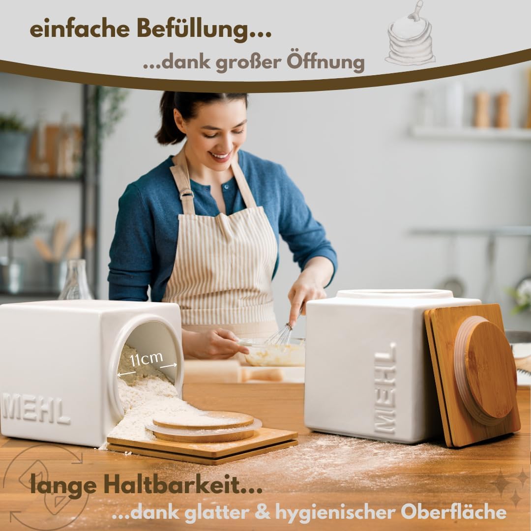 Luftdichter Mehlbehälter, Mehl Weiss