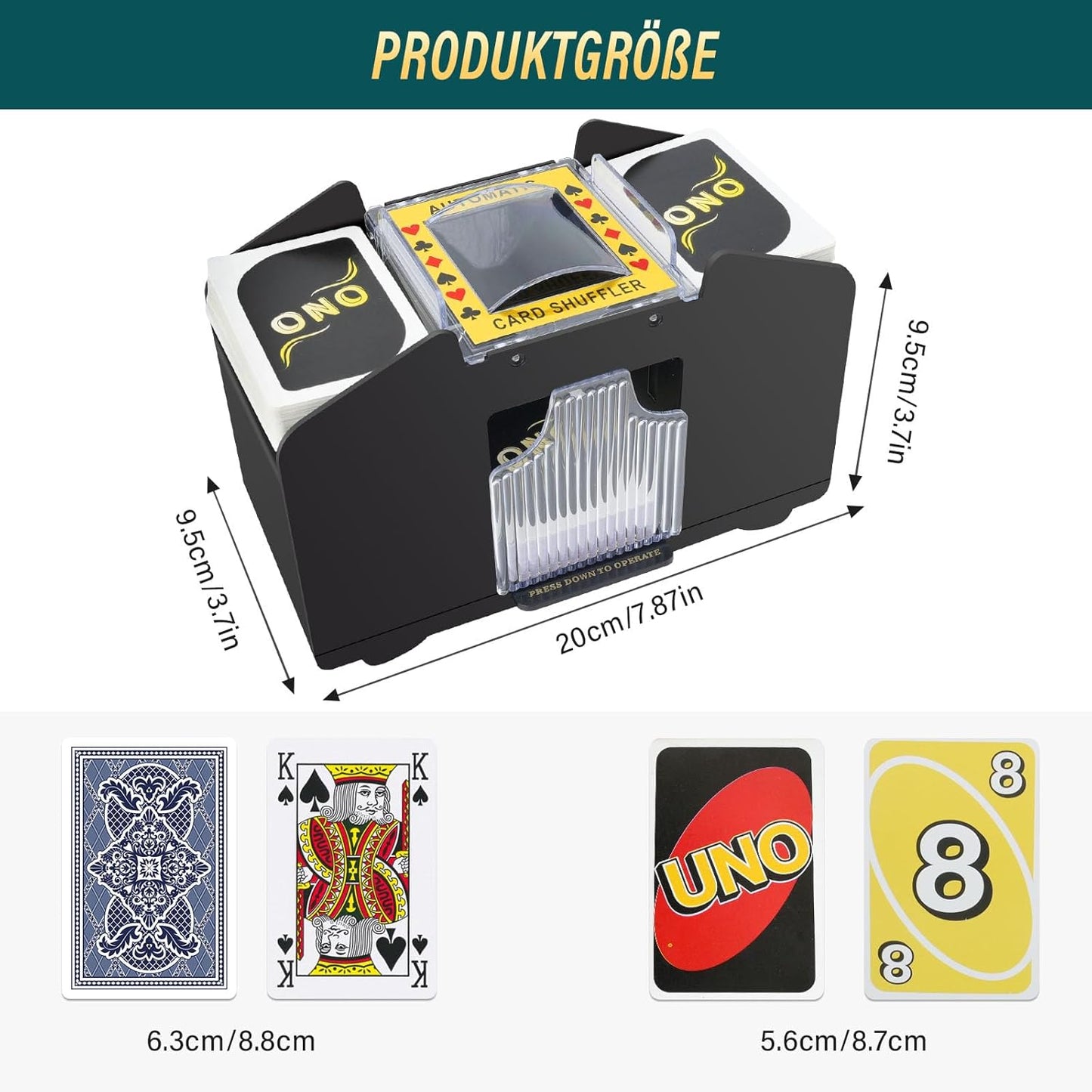 Elektrische Kartenmischmaschine für bis zu 4 Decks, Schwarz D