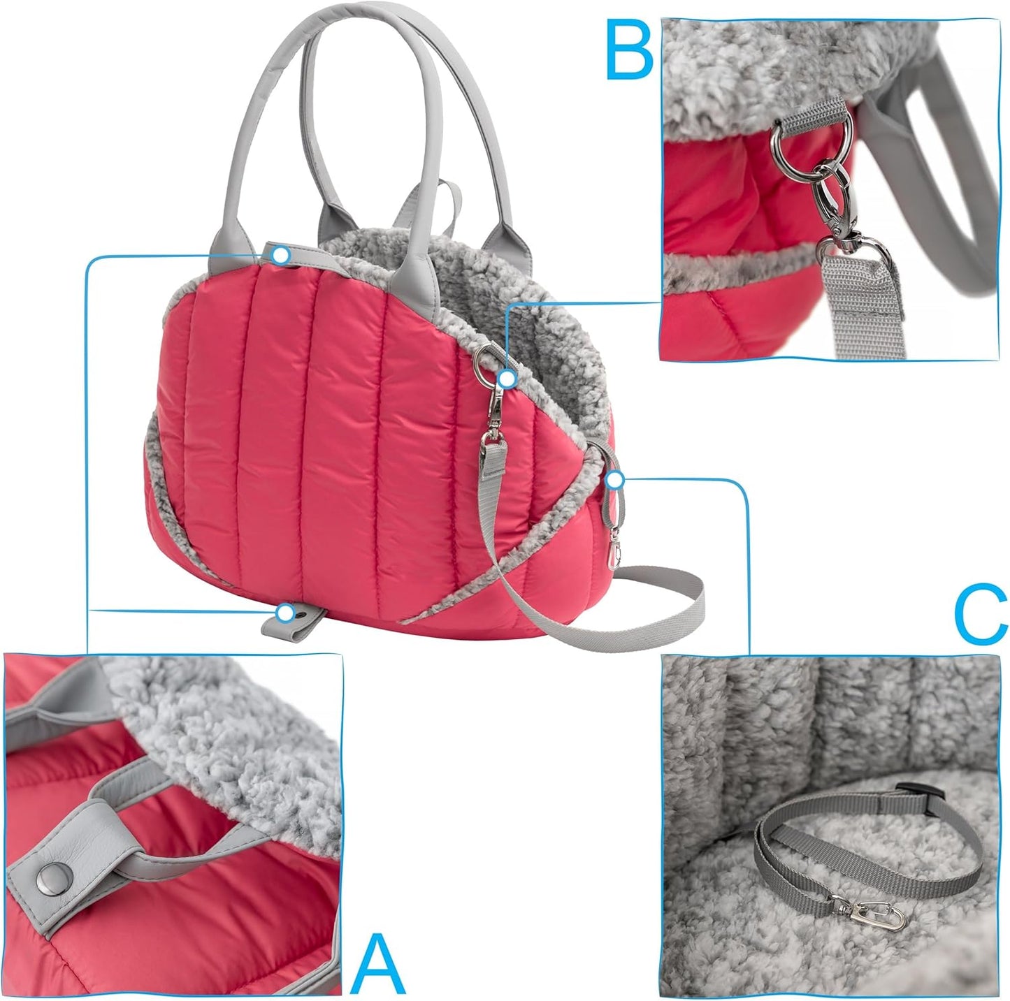 Sea Shell Hundetasche, Grösse 2: 47x29x32 cm Himbeer
