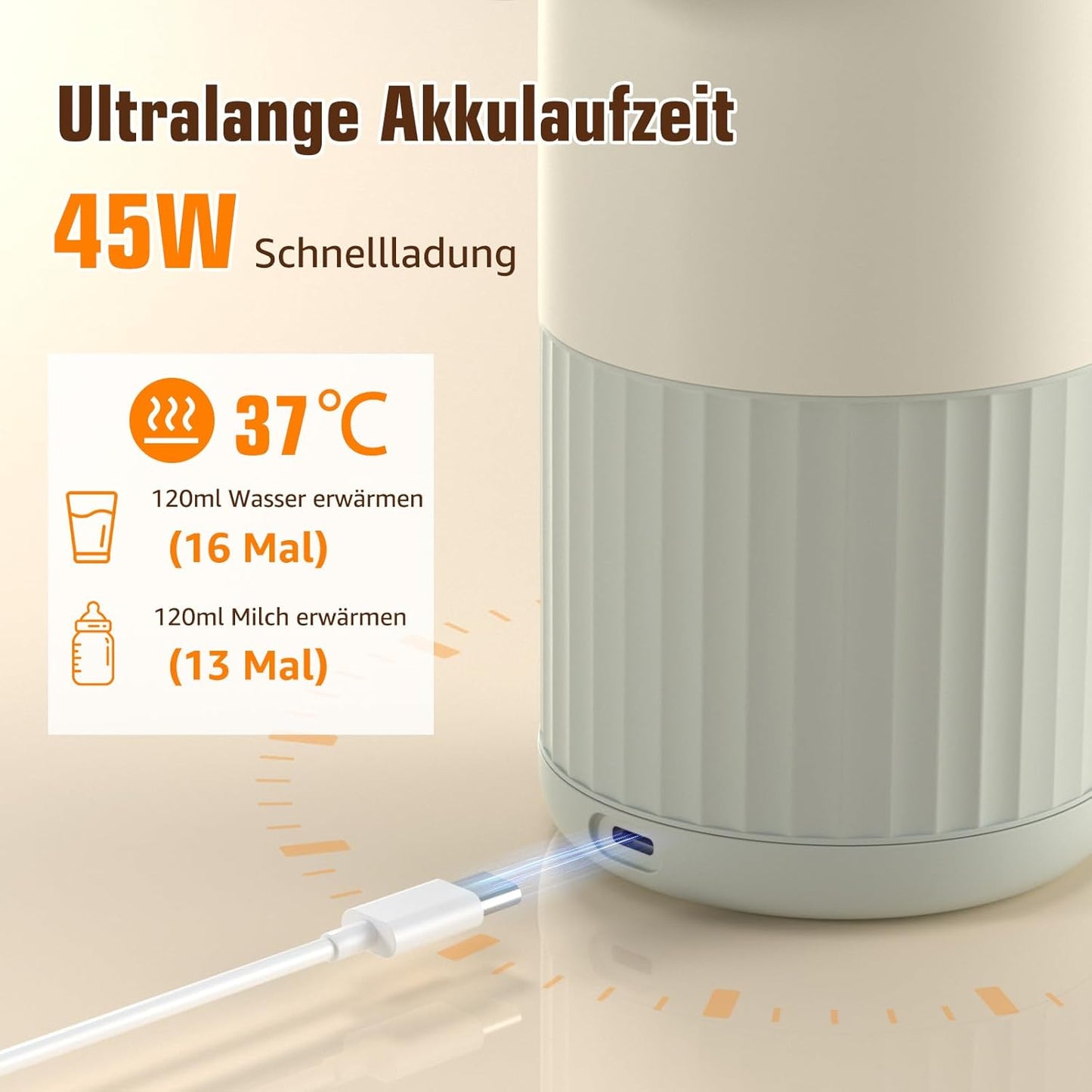 Tragbarer Baby Flaschenwärmer, Grau