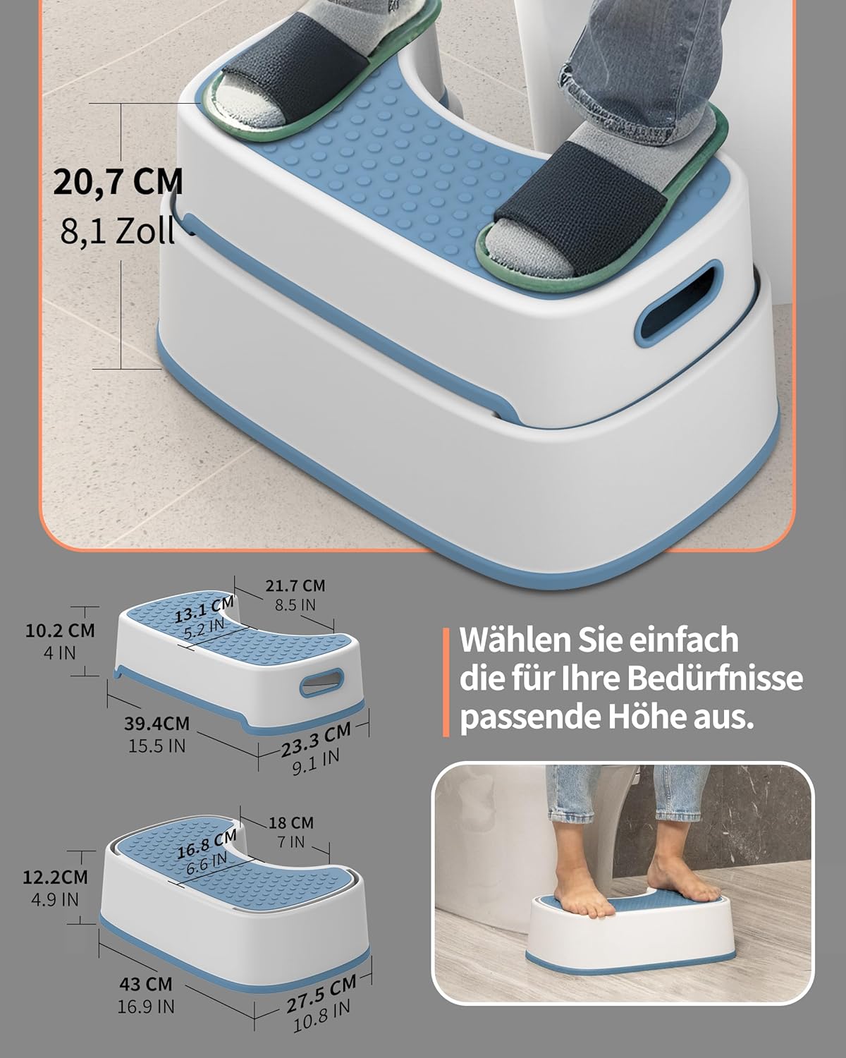 Toilettenhocker Squat, Graublau