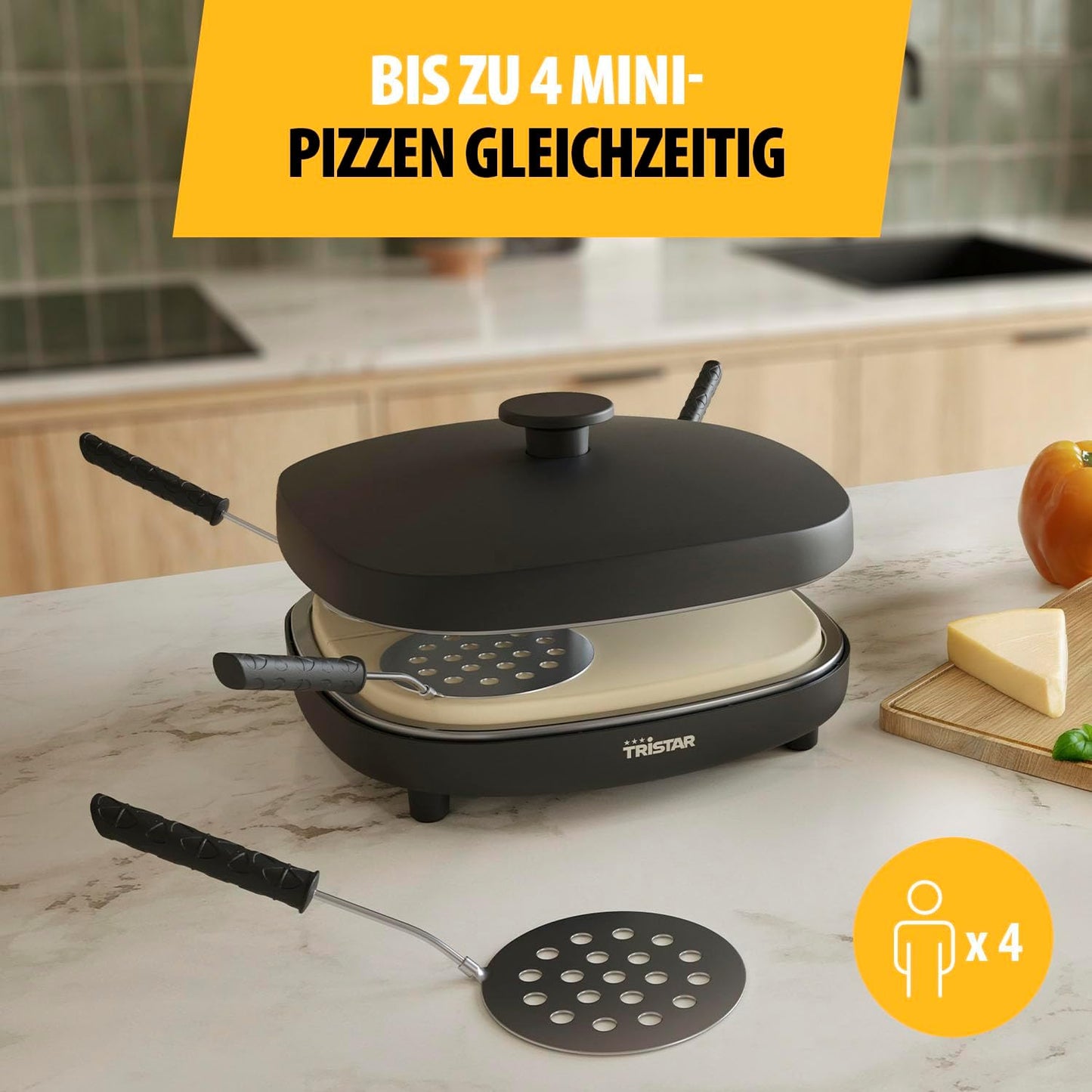Pizza Maker, 28.5 x 28.5 x 17.5 cm Schwarz