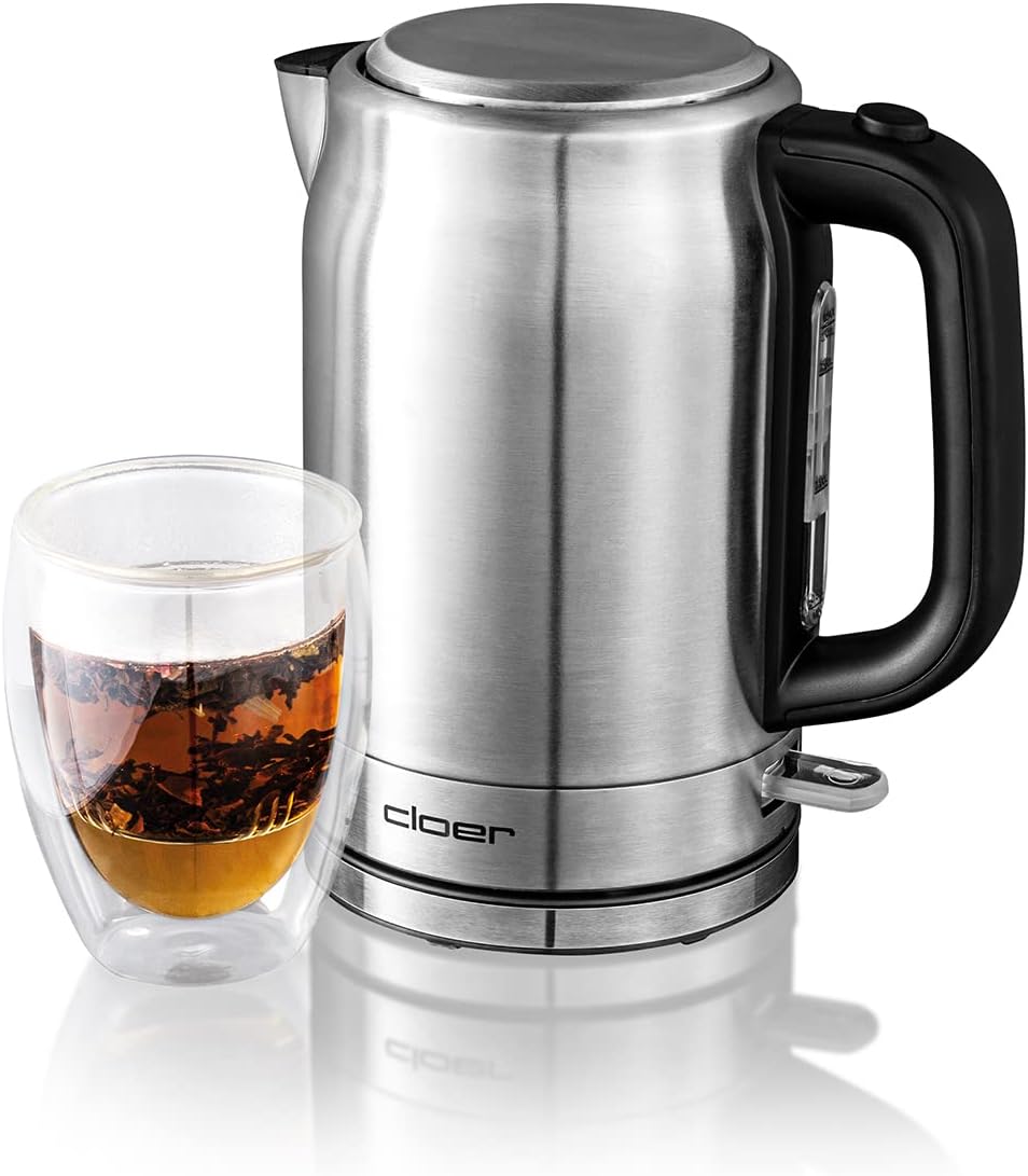 Edelstahl Wasserkocher 1,7L, Wasserkocher 1,7 Liter Edelstahl
