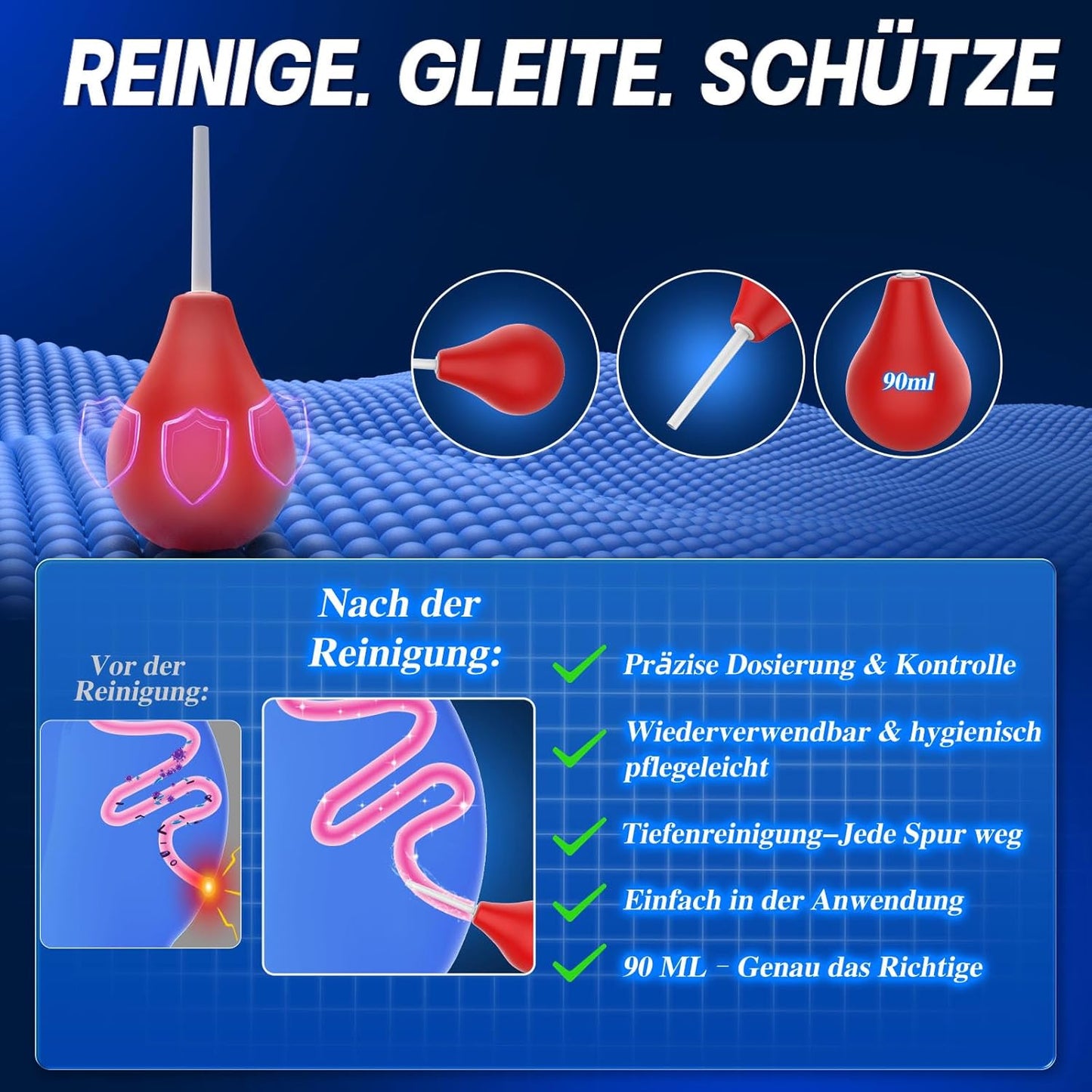 4-teiliges Analplug-Set mit Analdusche