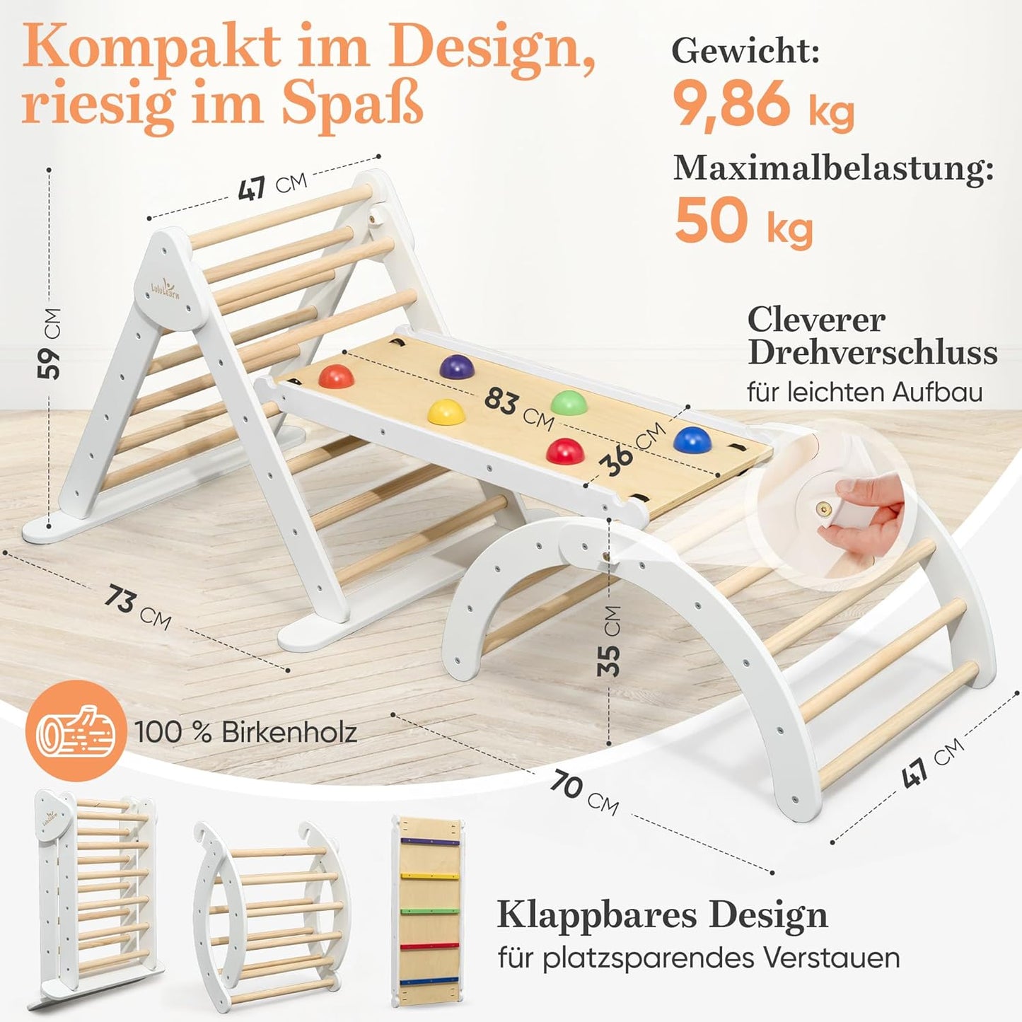Kletterdreieck & Klettergerüst, 3T-Weiß