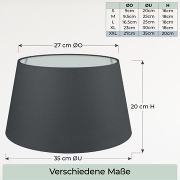 Lampenschirm, 35 cm, Schwarz XXL = ØU: 35cm | ØO: 27cm | H: 20cm
