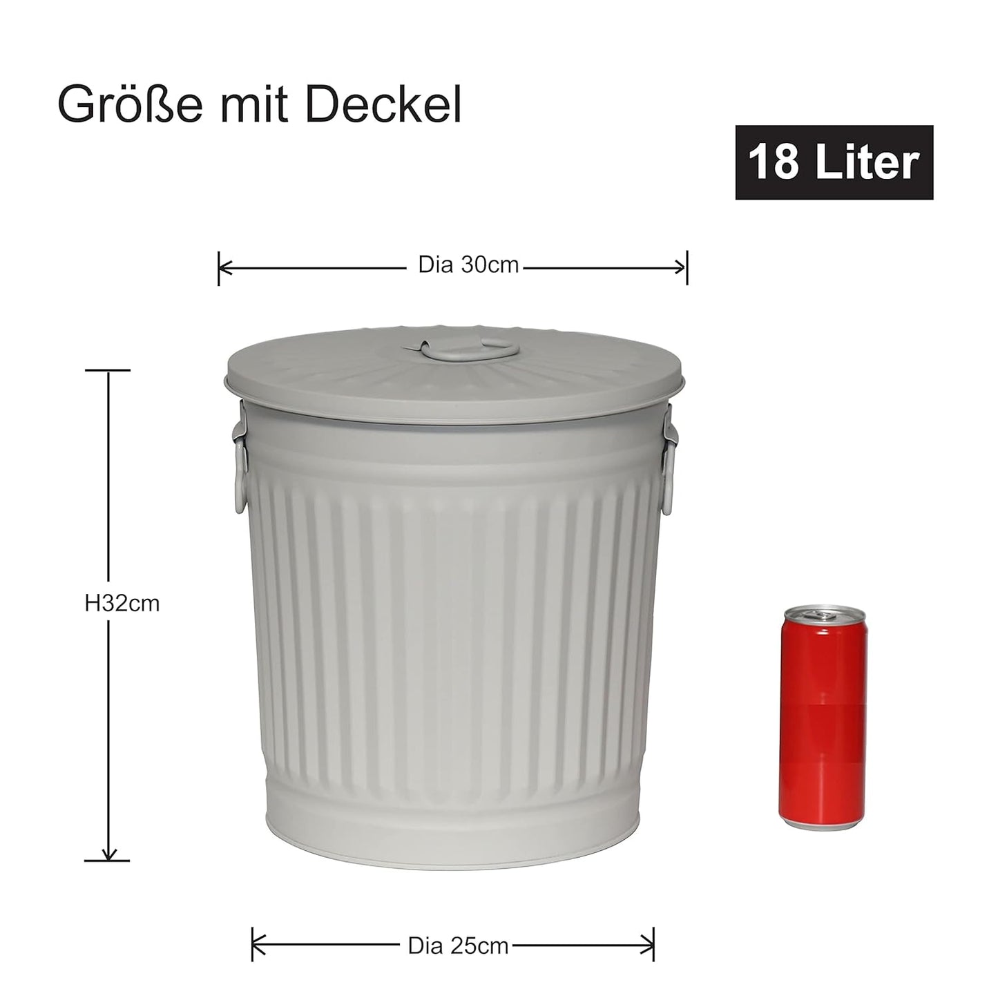 Retrodesign Mülleimer mit Deckel (2 x 18L + 50 Beutel), 2 Mülleimer 18L + 50 Müllbeutel