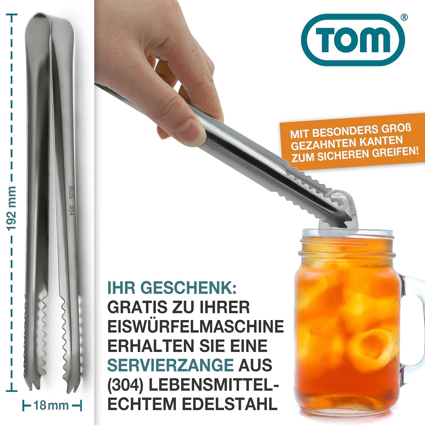 Eiswürfelmaschine mit LED-Display & Eiszange, Silber