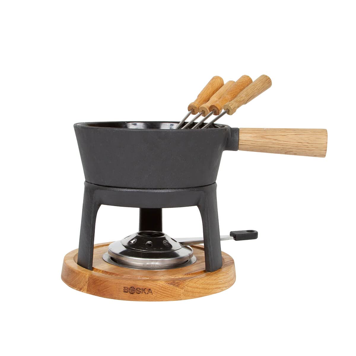 Pro, Schwarzes Gusseisen mit Holzsockel