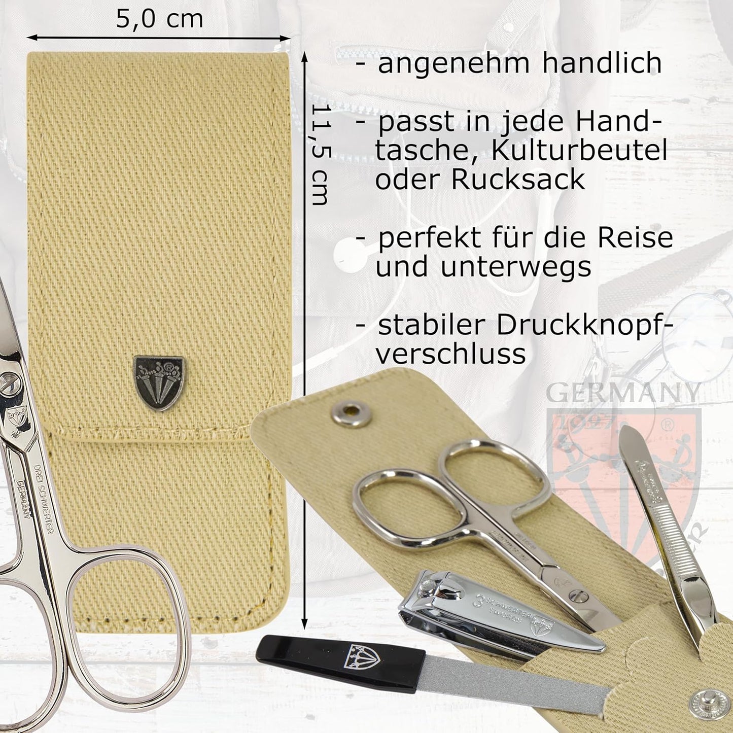 4-teiliges Nagelpflege-Set Capri mit Etui, SAND