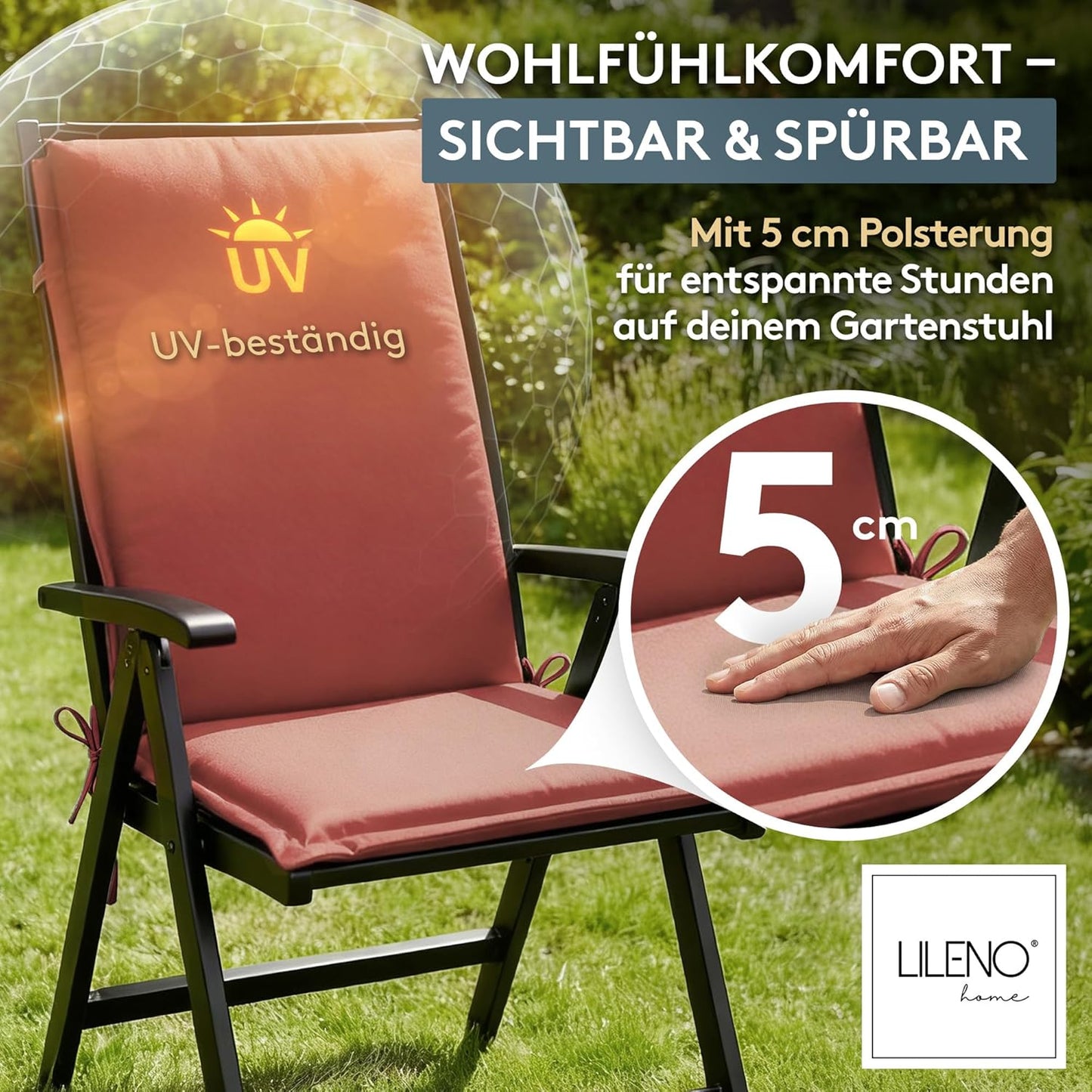 Hochlehner-Auflage für Gartenstuhl, 1 Rot