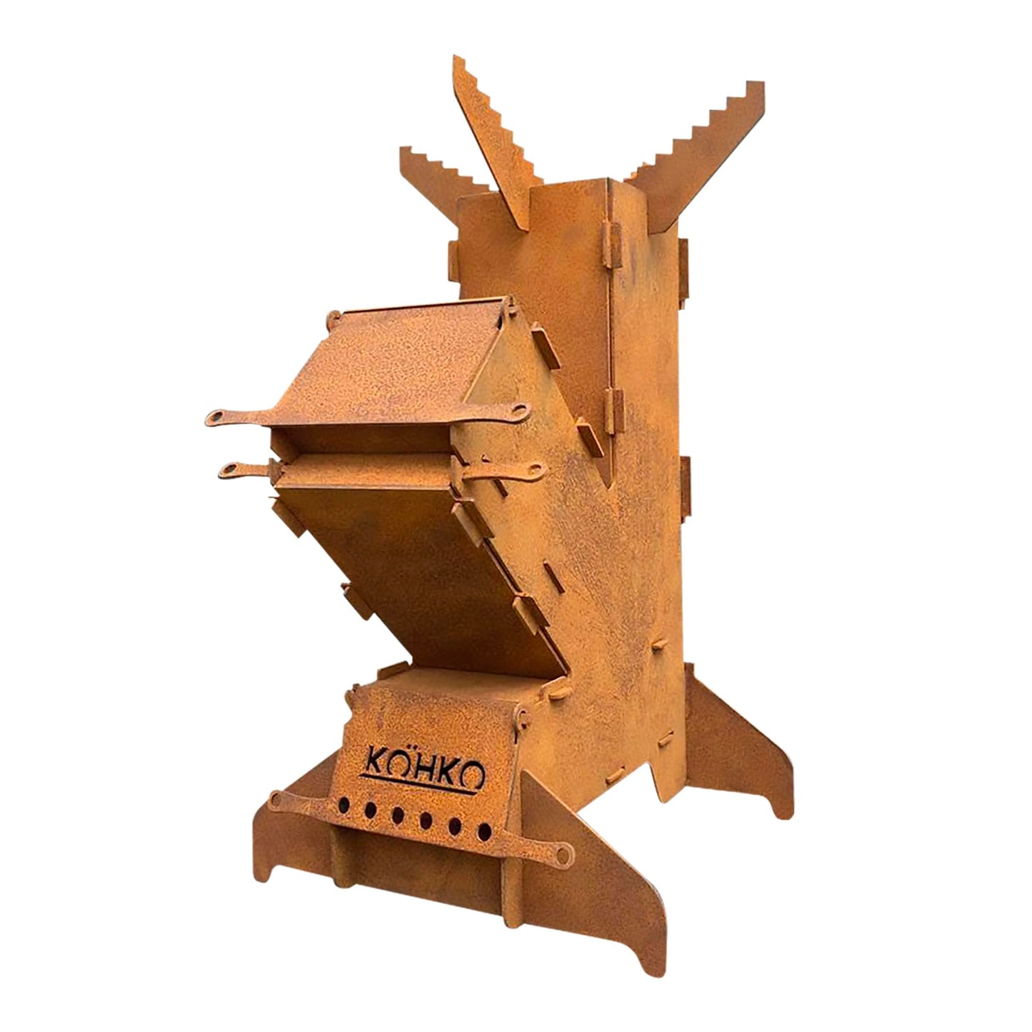 Raketenofen Campingofen aus Cortenstahl, L20xT19xH34,5 CM