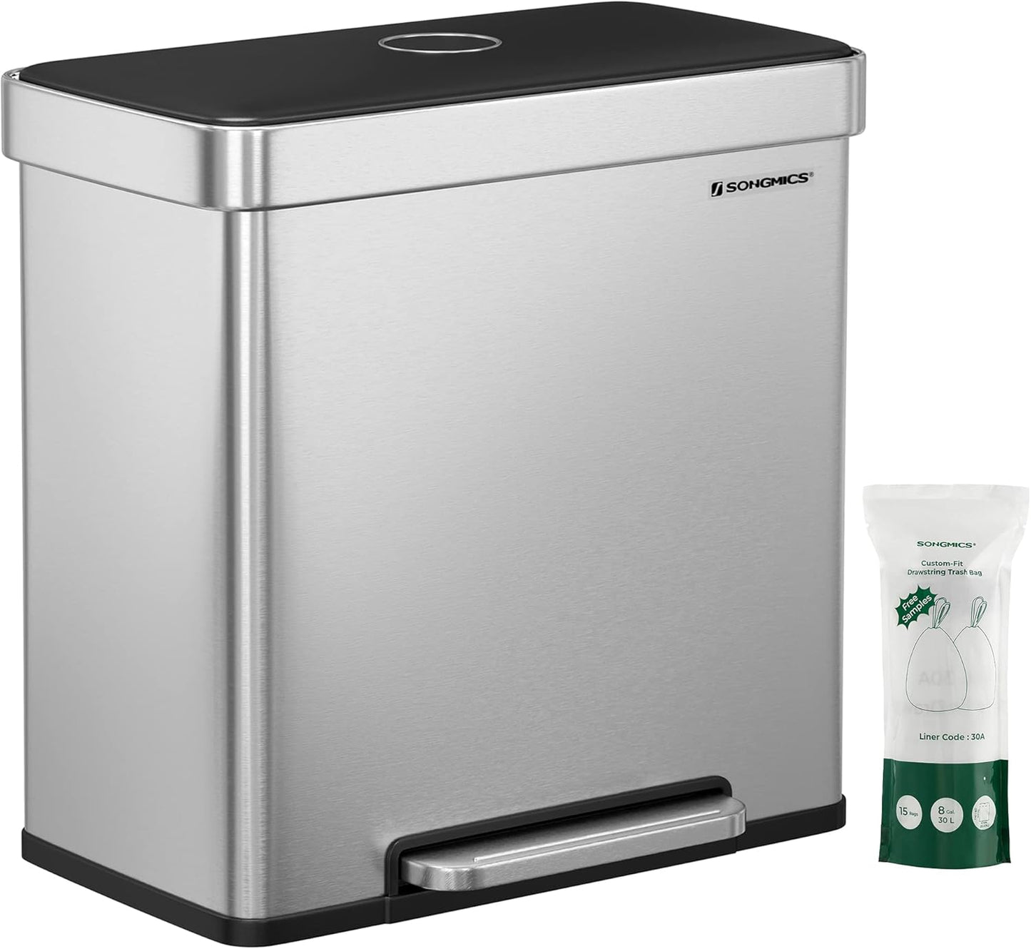Mülltrennsystem mit Softclose LTB202E01 (2 x 30L), Silber