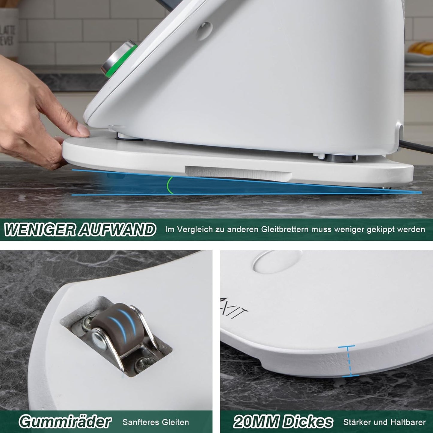 Gleitbrett für Thermomix TM6/TM5 mit Rollen, Weiß