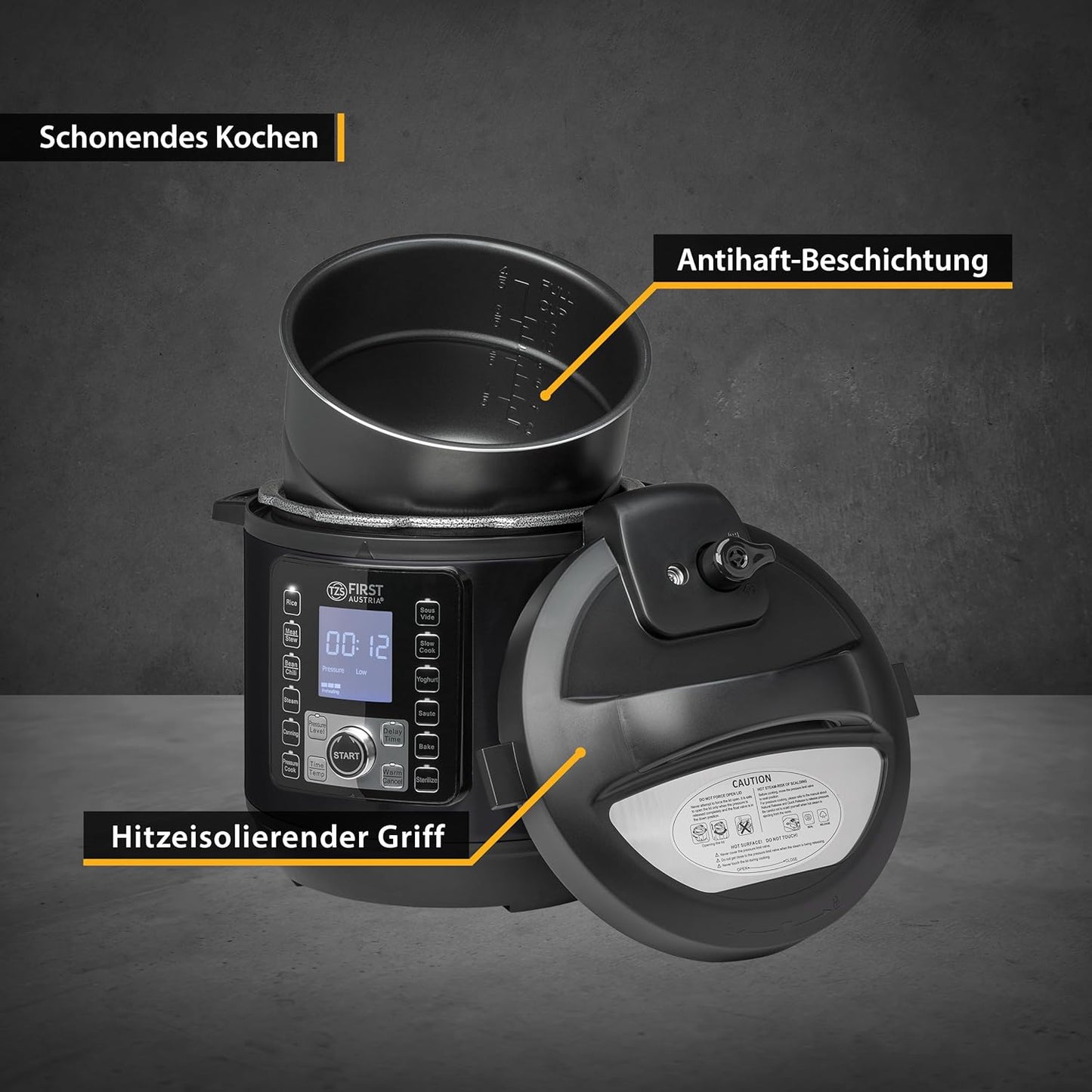 Multikocher mit 12 Programmen, Grau/Schwarz